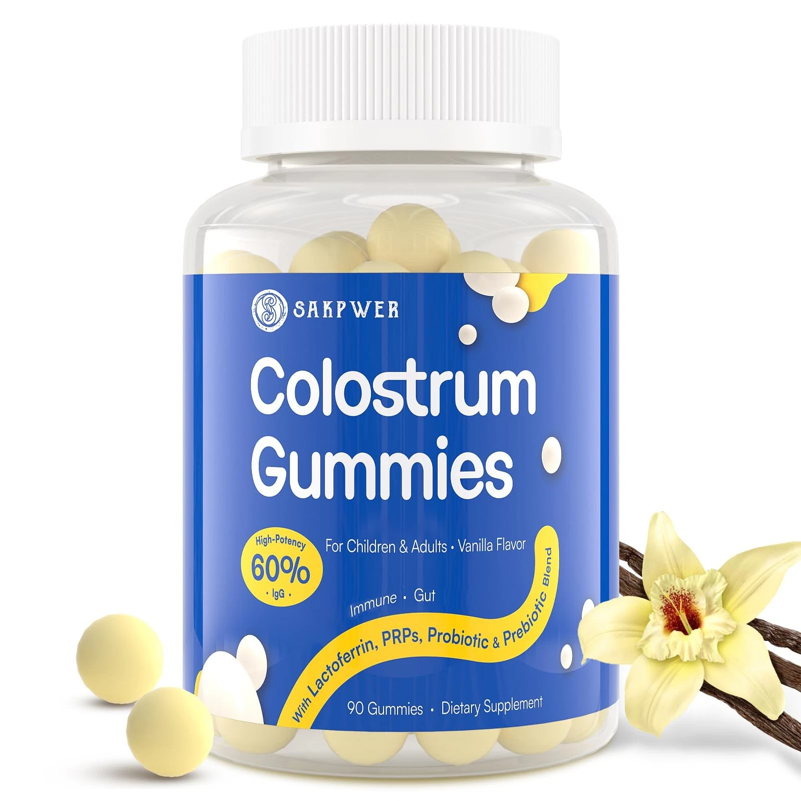 Bovine Colostrum Supplement Gummies - with 60% Highest IgG, Lactoferrin, Probiot
