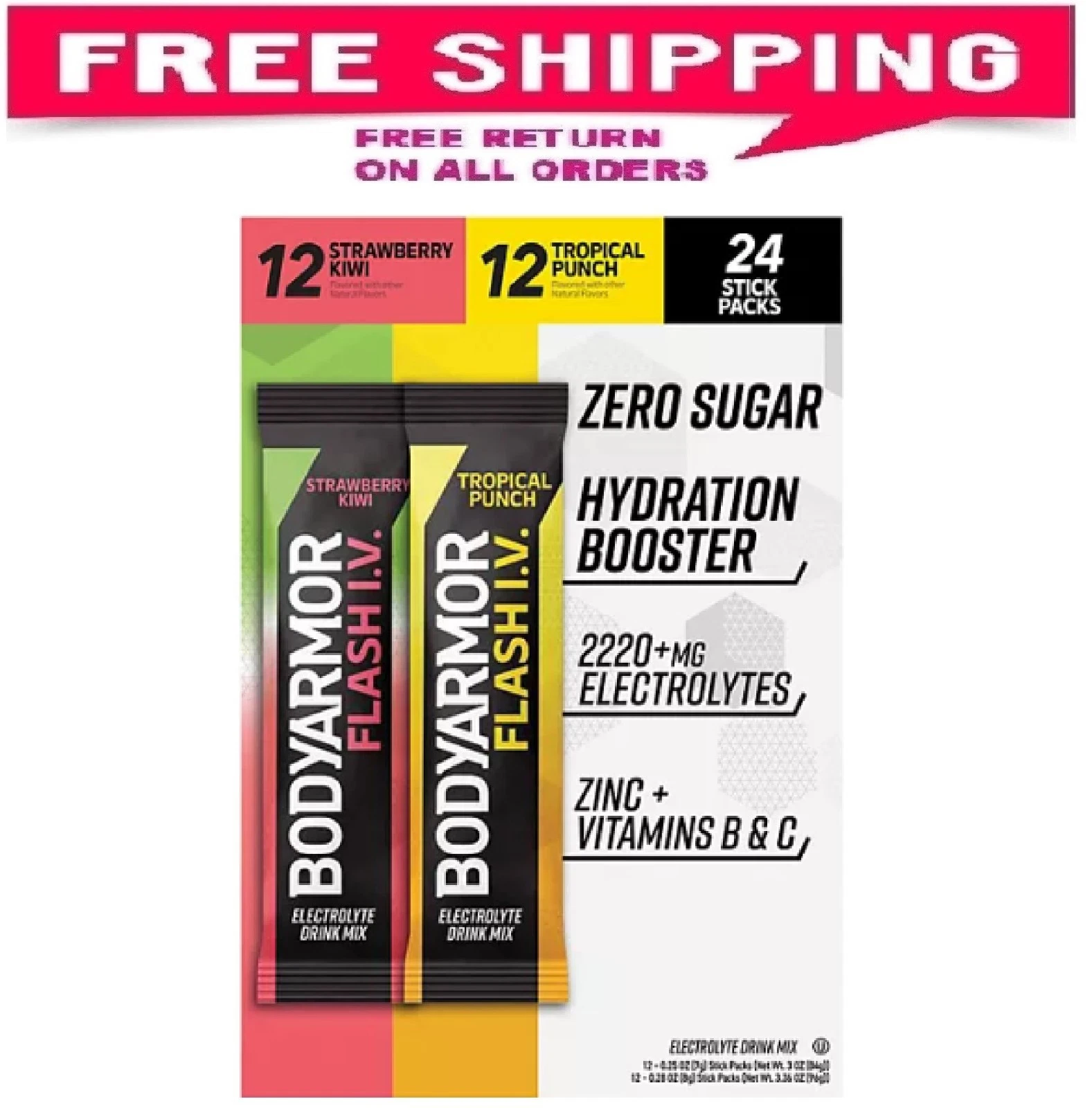 BODYARMOR Flash I.V. Electrolyte Powder Sticks Variety Pack 24 pk.
