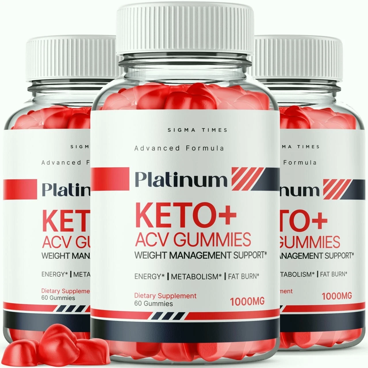(3 Pack) Platinum Keto + ACV Gummies for Advanced Weight Loss and Fat Burning