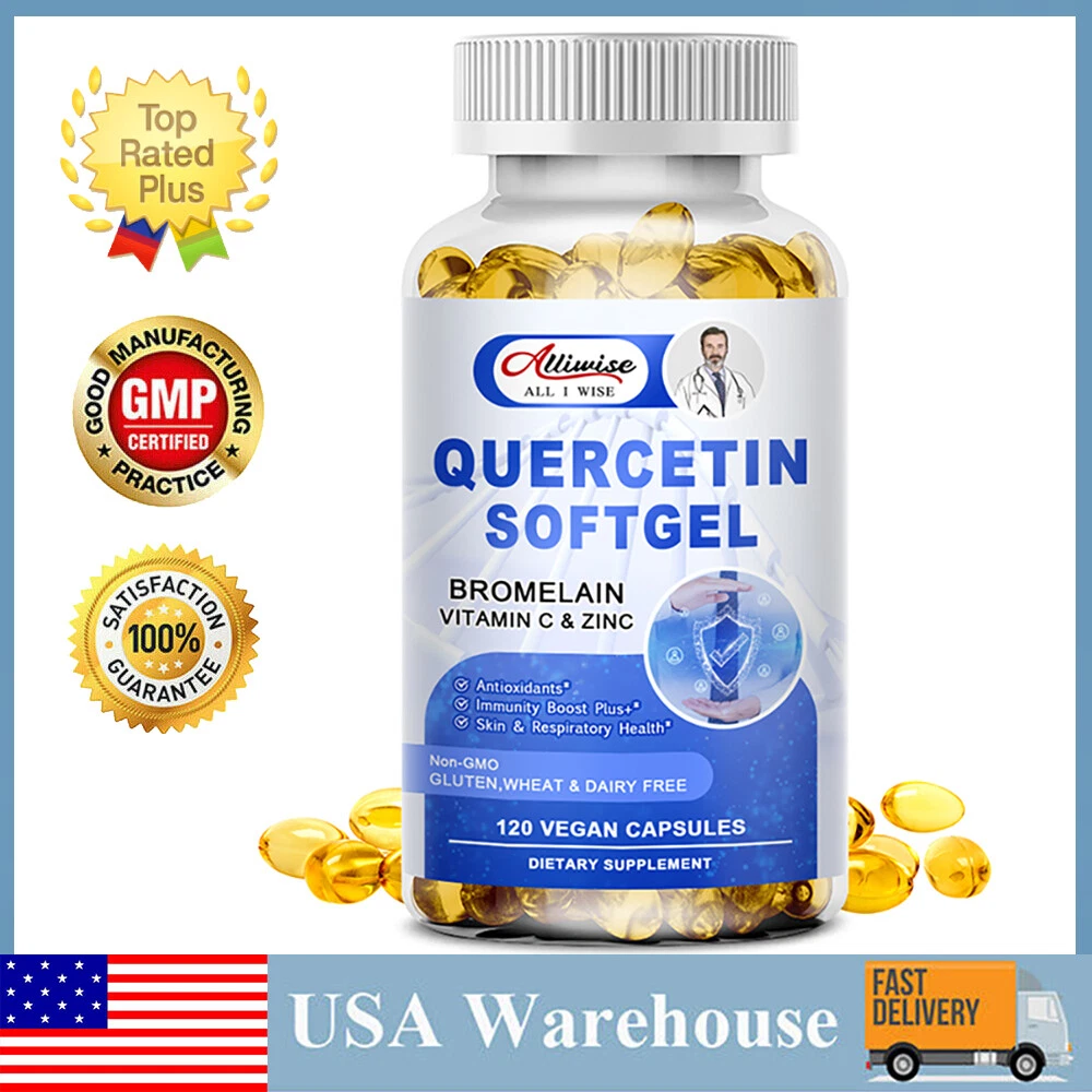 1000MG Quercetin with Bromelain Zinc - Natural Immune Support Supplement 120pc
