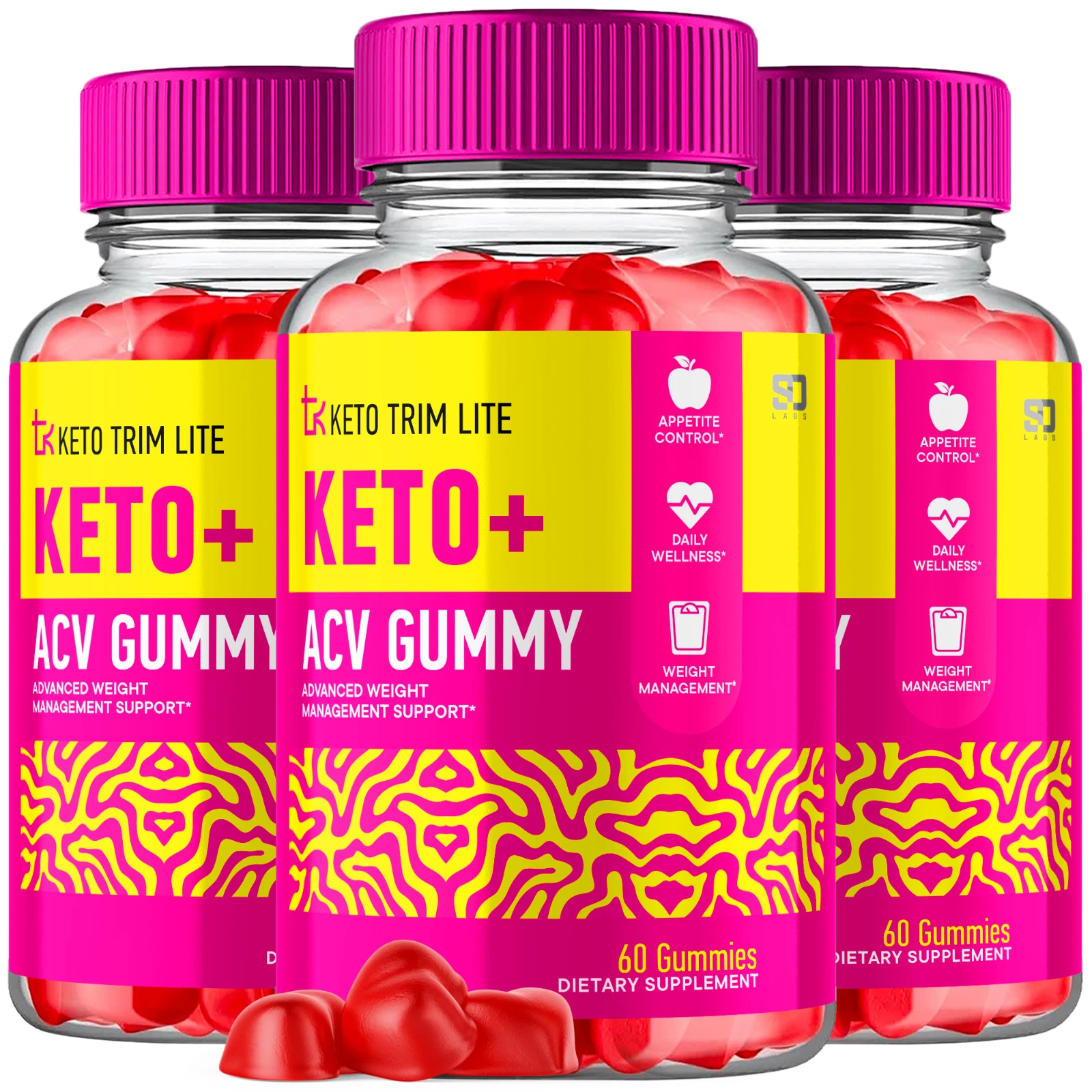(3 Pack) Keto Trim Lite ACV Gummies, For Weight Management & Healthy Body 180ct