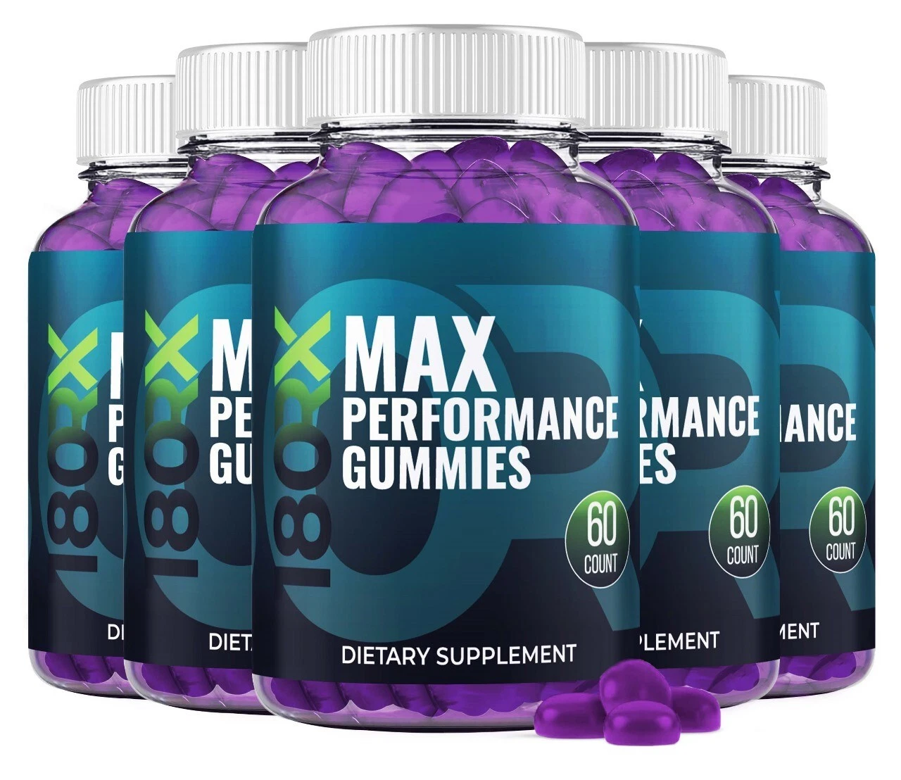 (5 Pack) 180RX Gummies for Men – 180 RX Male Performance Gummies, Energy