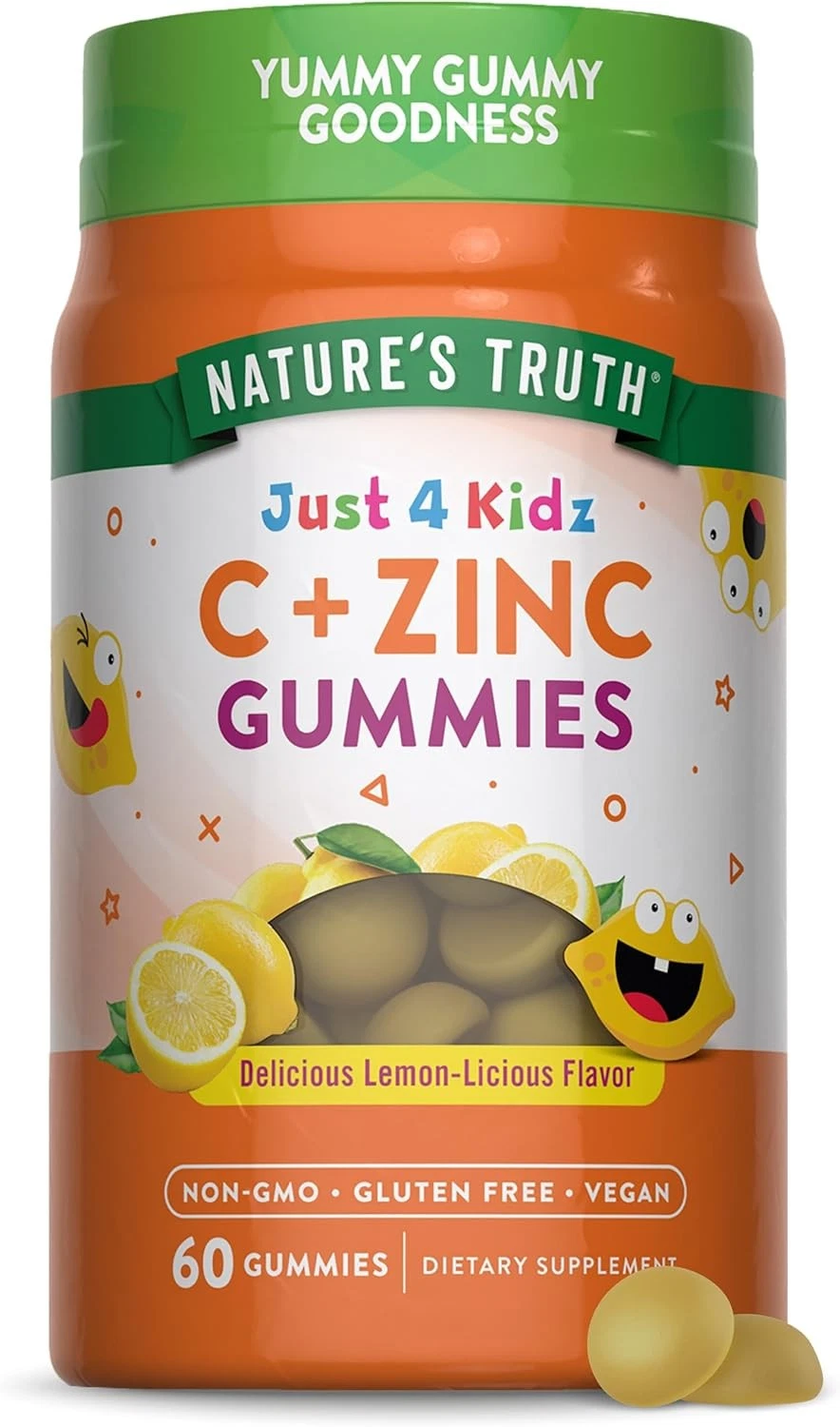 Vitamin C for Kids | 60 Gummies | Plus Zinc | Vegan, Non-GMO | by Nature's Truth