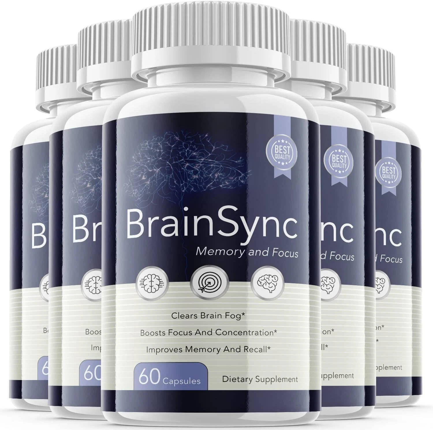 (5 Pack) Brainsync Nootropic Supplement - Brain Productivity Support - 300 Caps