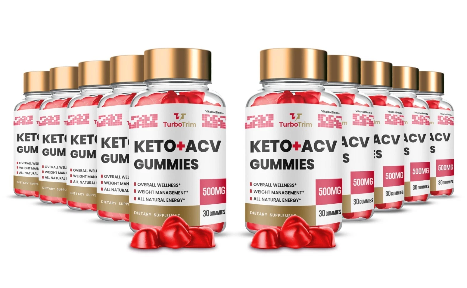 Turbo Trim Keto ACV Gummies, Max Strength TurboTrim Supplement (10 Pack)