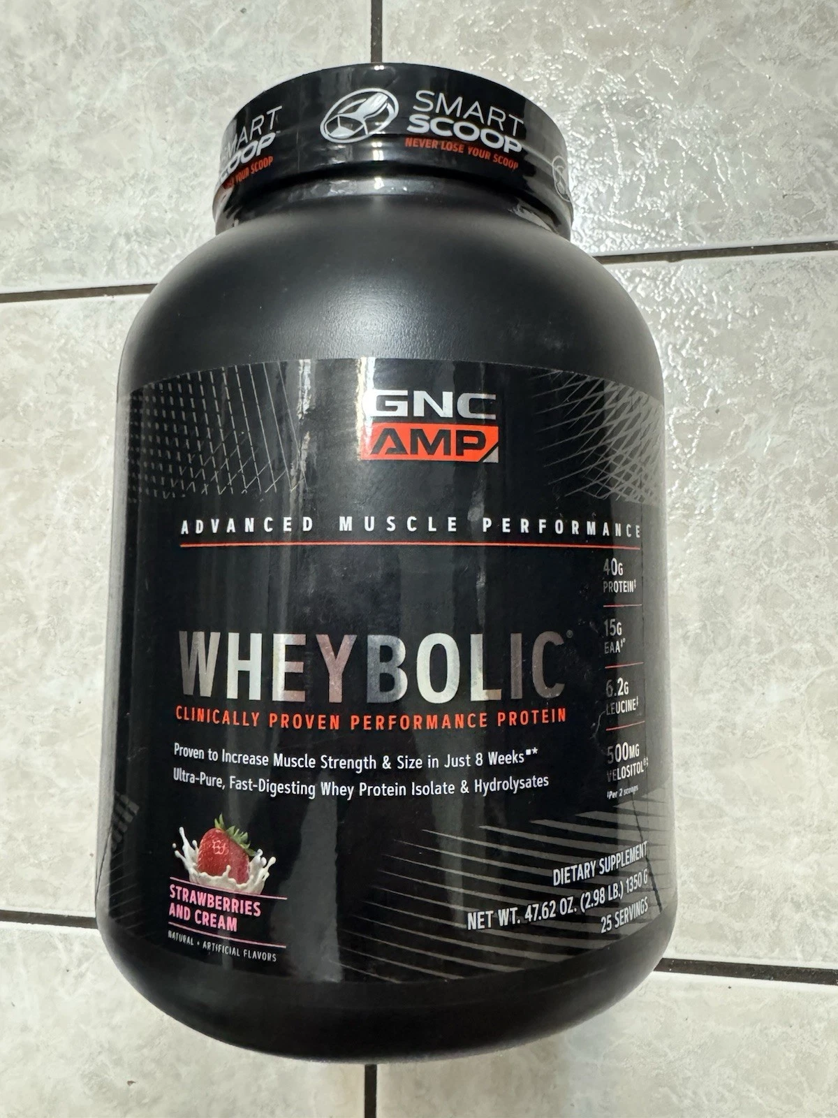 GNC Amp Wheybolic Protein Strawberries And Cream 2.98 Lbs, 25 Servings, 5/26