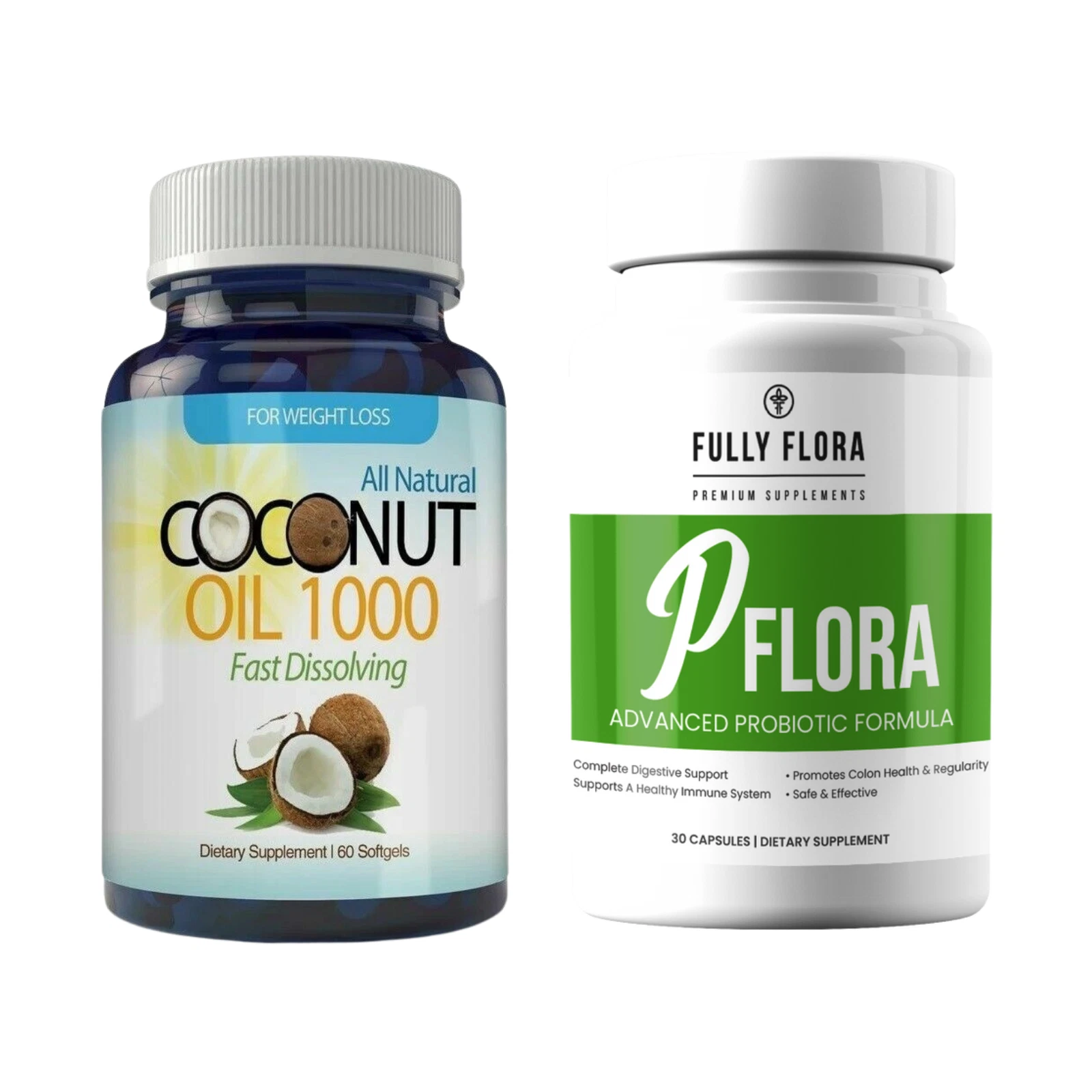 Coconut Oil Fat Burn Weight Loss Pills PFlora Probiotic Immune Health Supplement