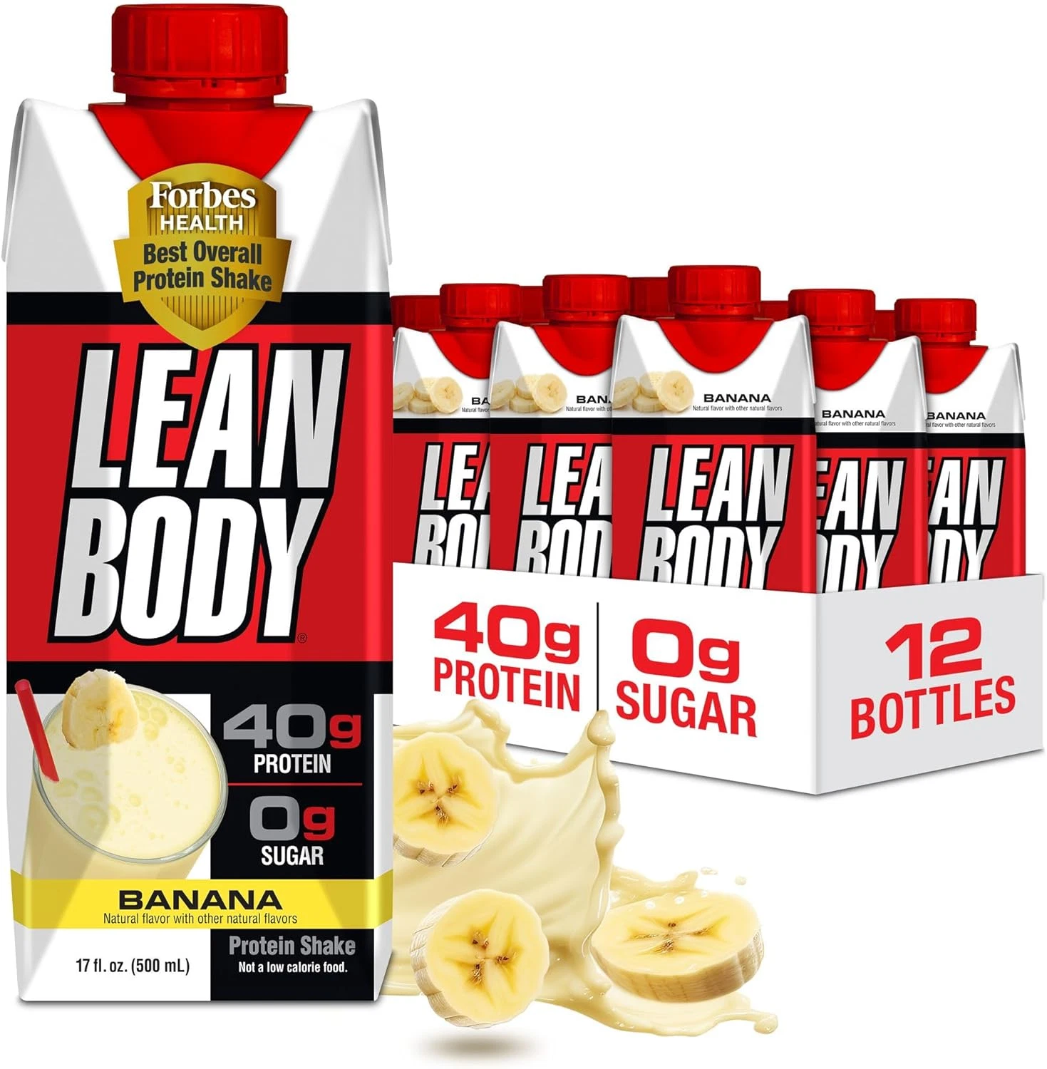 Lean Body Ready-To-Drink Banana Protein Shake, 40G Protein, Whey Blend, 0 Sugar,