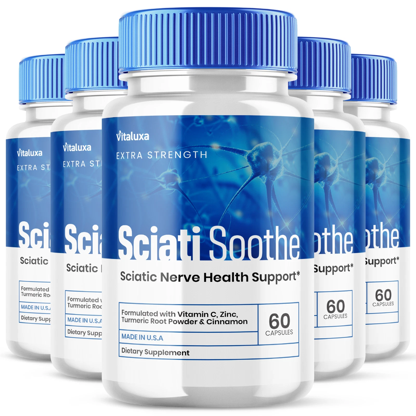 (5 Pack) SciatiSoothe for Sciatica Capsules, Sciati Soothe Nerve (300 Capsules)