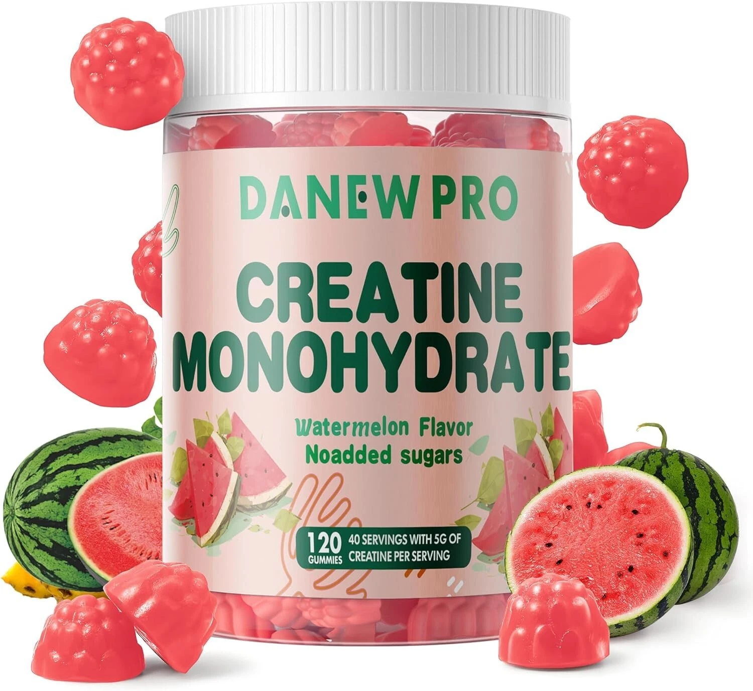 Creatine Monohydrate Gummies 5gr. Per Serving - Watermelon Flavor - 120 Gummies