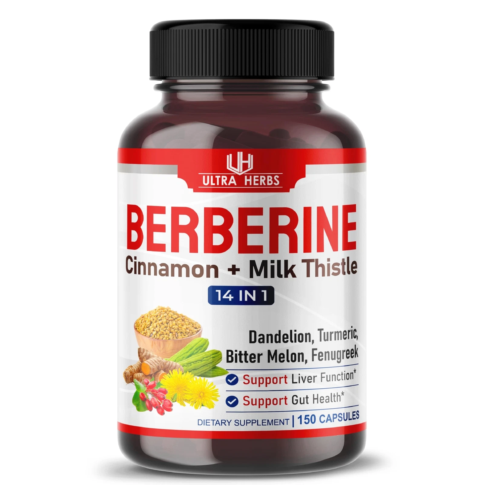 ULTRA HERBS Premium Berberine 12,200MG with Cinnamon, Milk Thistle *USA Made ...