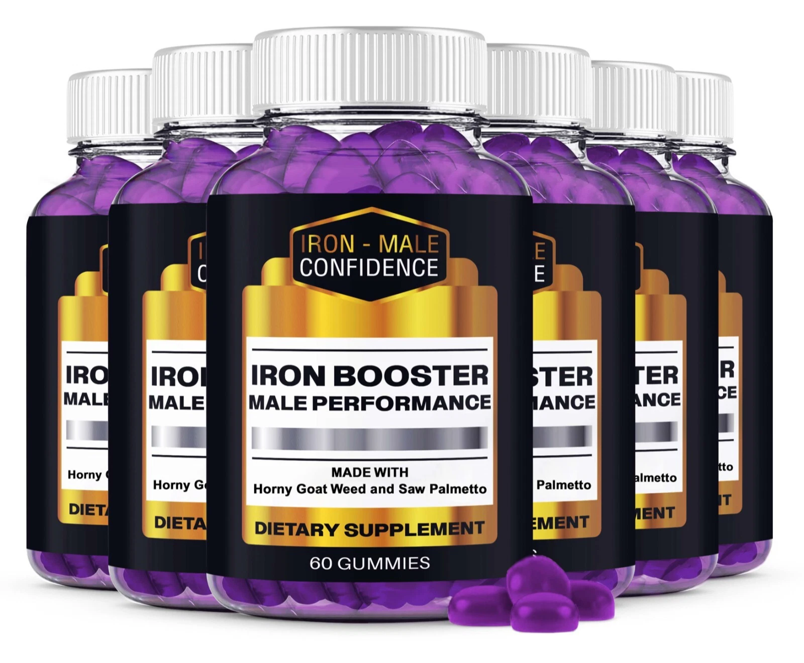 (6 Pack) Iron Booster Male Performance, IronBooster Advanced Gummies