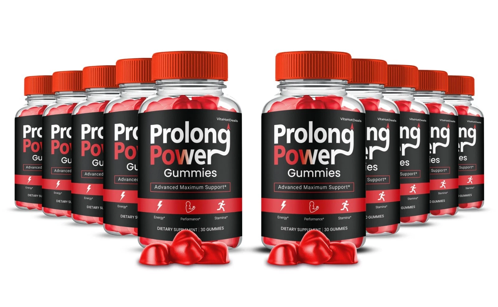 Prolong Power Gummies for Men, Max Strength Male Performance Formula (10 Pack)