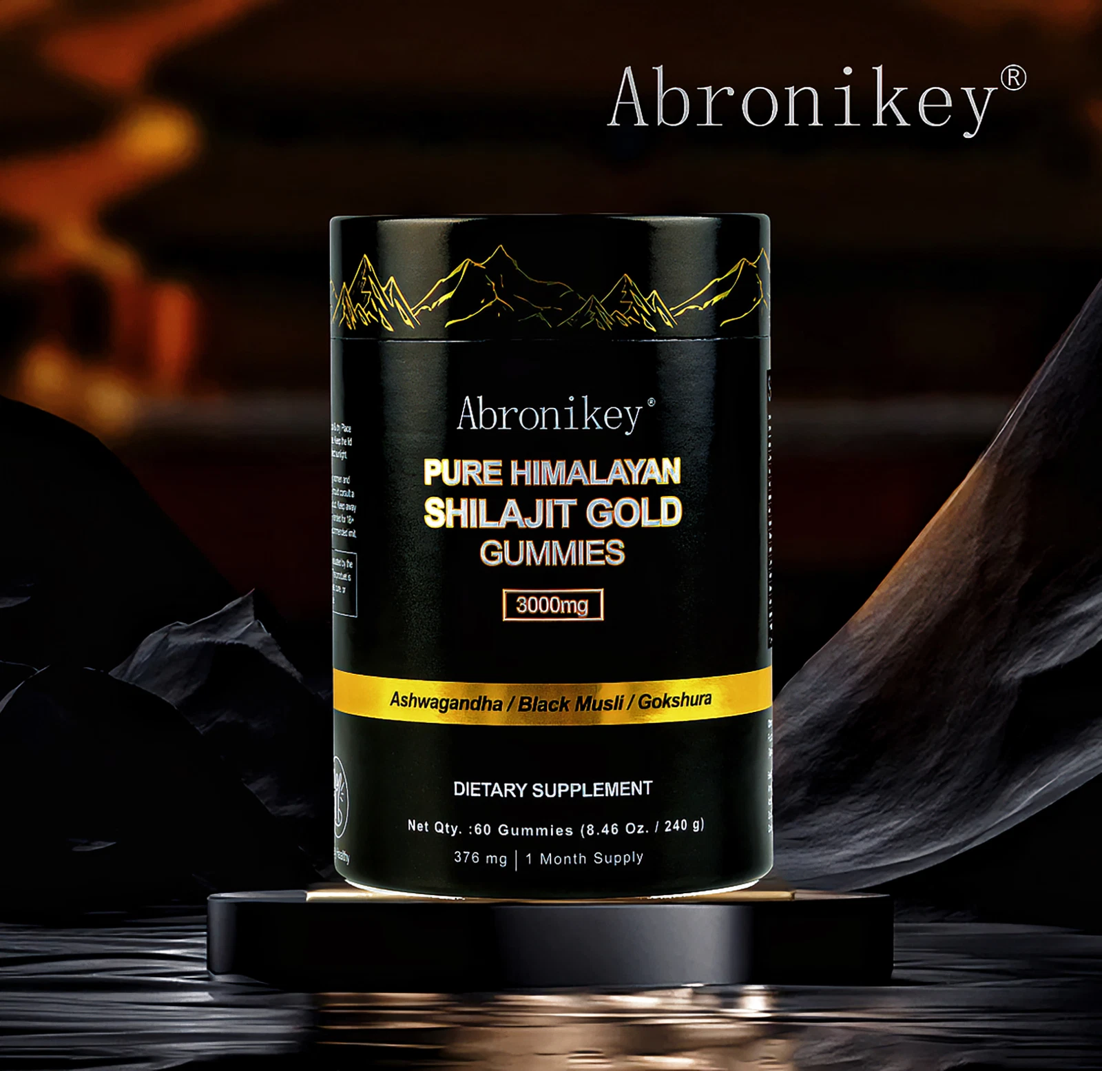 Himalayan Shilajit Vegan Gummies - Sugar-Free, Ashwagandha+Gokshura, 60ct