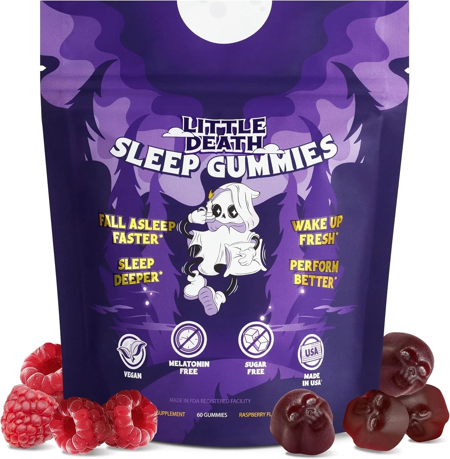 Deep Sleep Gummies, 60 Pcs. – 50 mg. Magnesium, Ashwagandha, Raspberry Flavor...