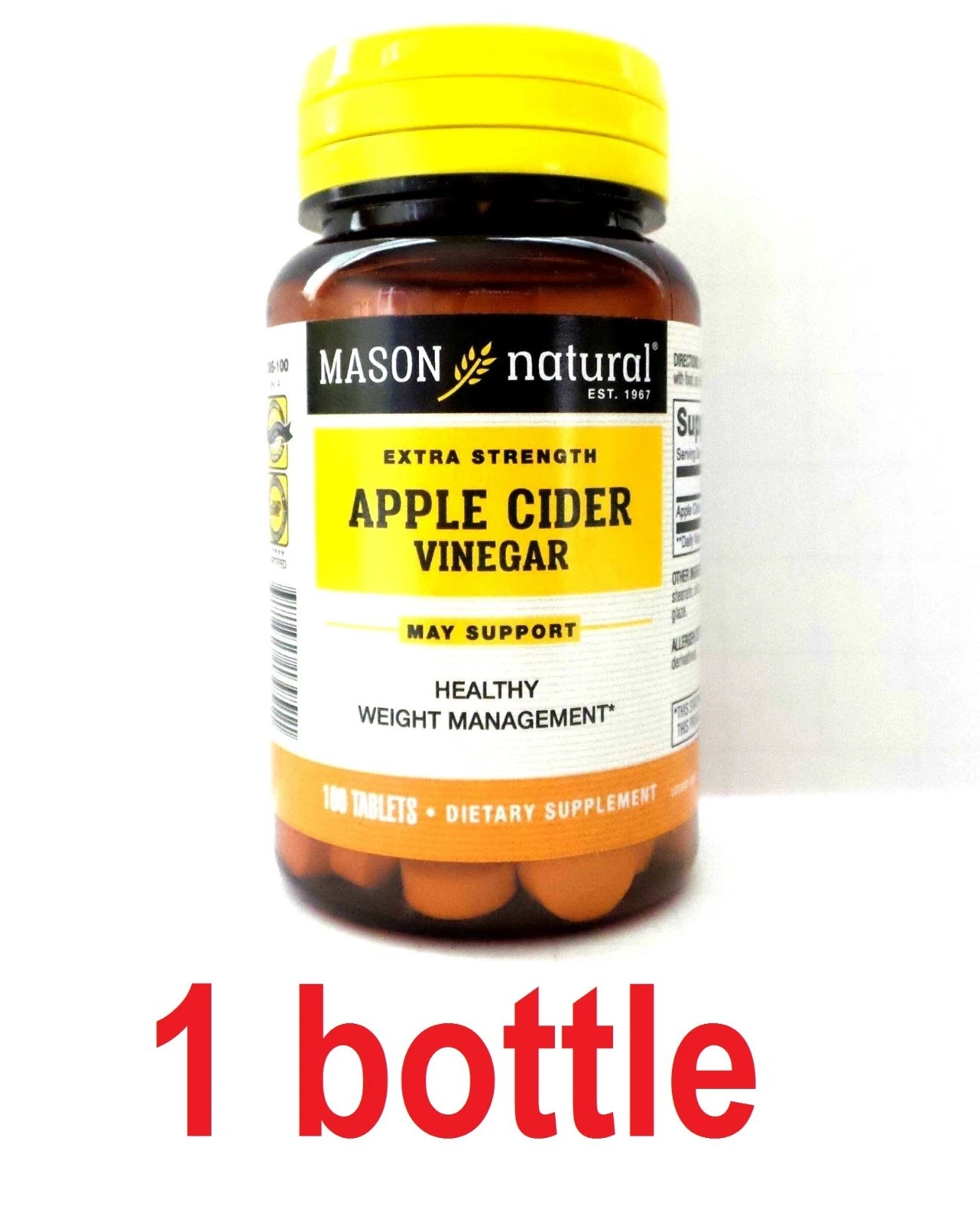 Mason Natural BodyShapers Extra Strength Apple Cider Vinegar 100 Tabs per bottle