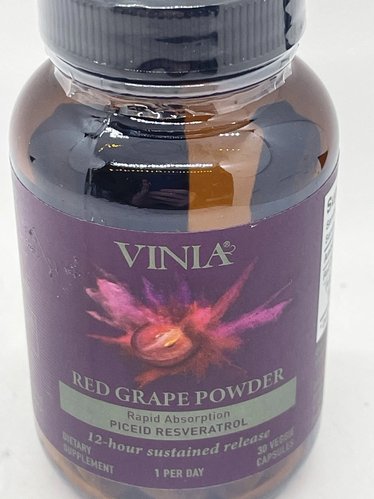 Vinia Red Grape Powder Resveratrol 30 vcaps **NEW SEALED** NoBox Exp 9/2026