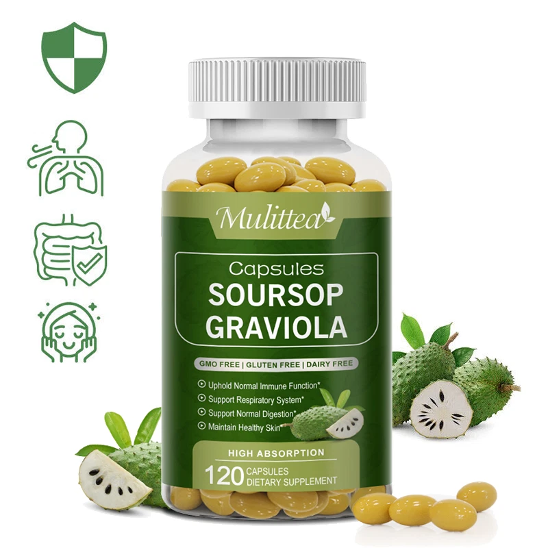 Organic Soursop Graviola Left Extract Capsules Antioxidant Immune Support