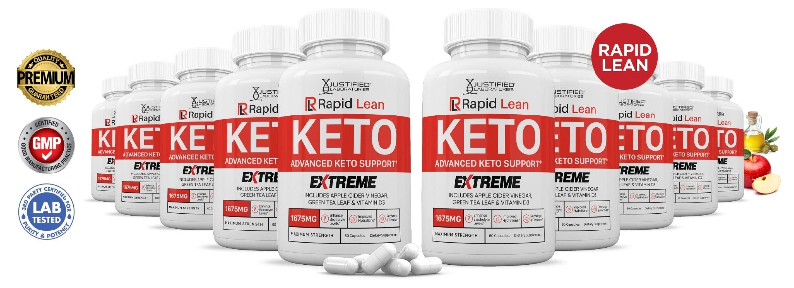 Rapid Lean Keto ACV Extreme Pills 1675MG Stronger Thn Gummys Keto Support 10 Pk