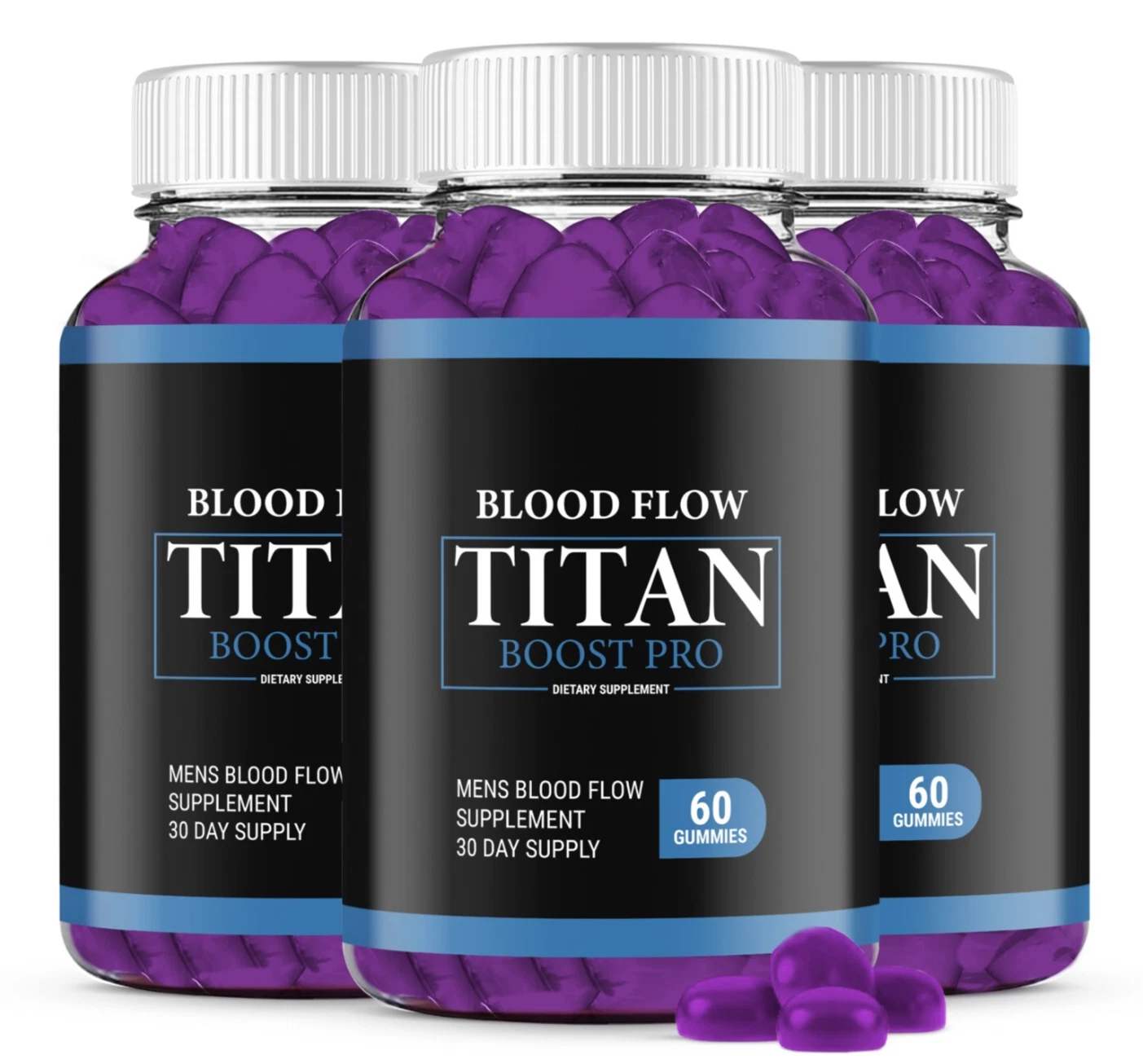 ( 3 Pack ) Blood Flow Titan Boost Pro Gummies, Mens Blood Flow Supplement
