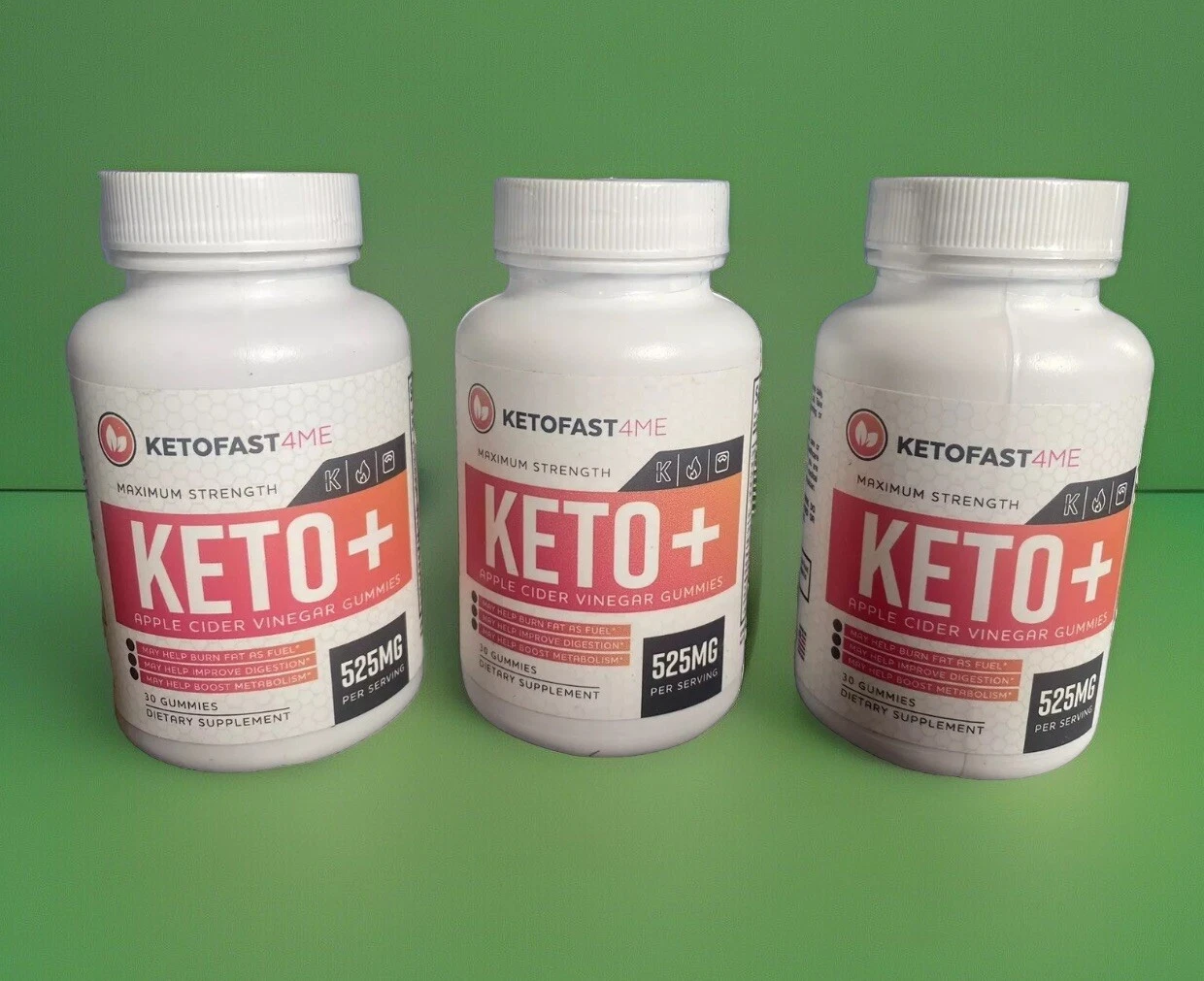 KetoFast4Me Keto+ACV Gummies Max Strength Formula 90 Gummies/3 Bottle Exp01/2026