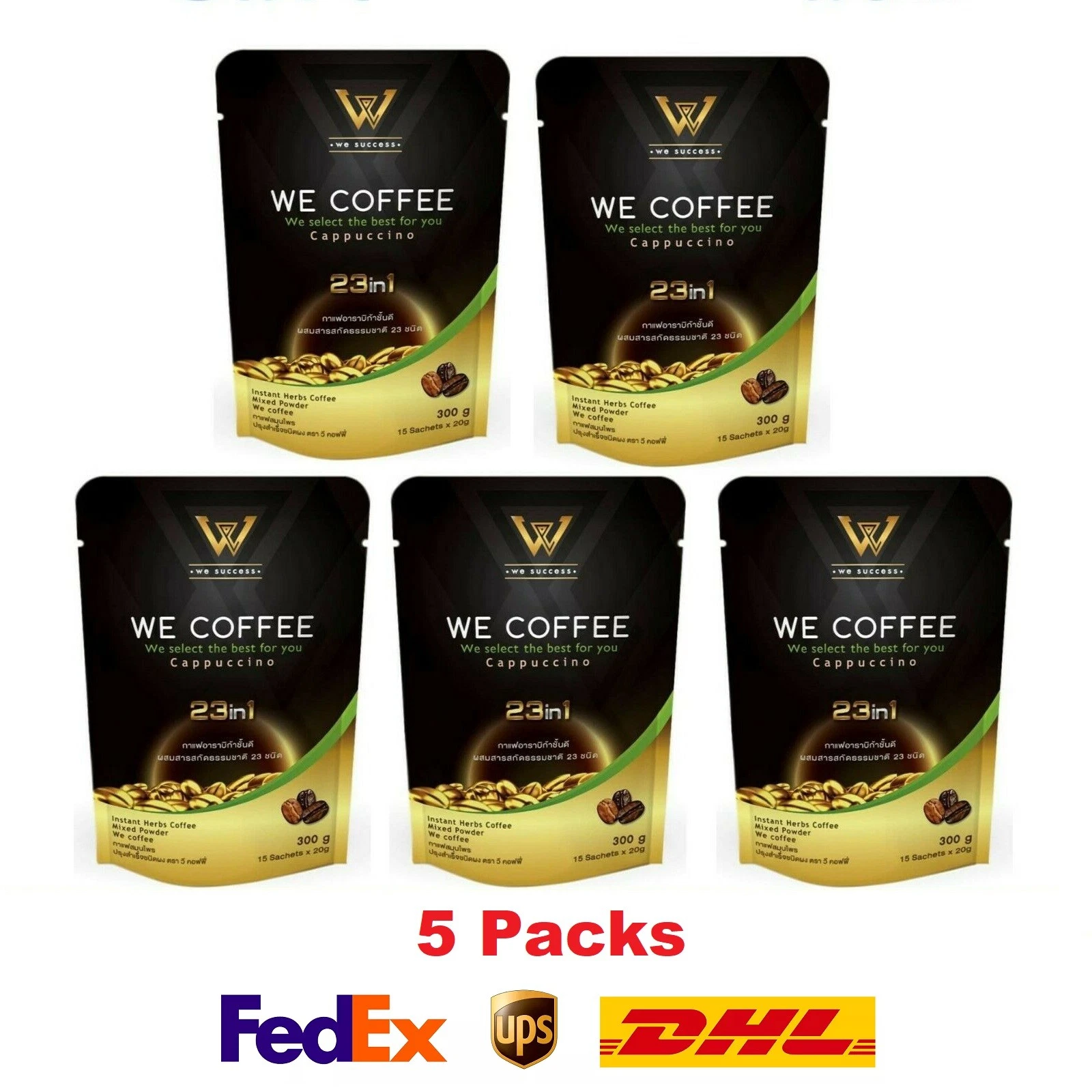5x WE COFFEE Instant Herbs Cappuccino Arabica Mixed Powder Weight Control Slim