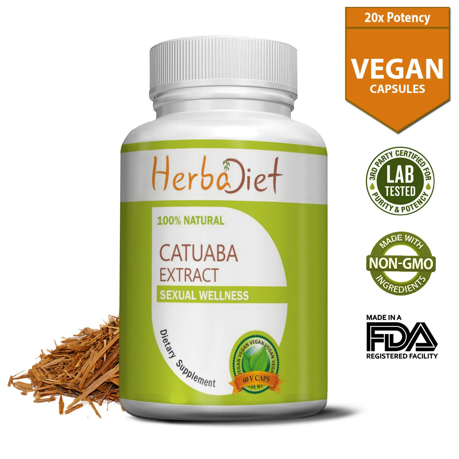 Catuaba Bark Extract 500mg HIGH QUALITY 120 Capsules Aphrodisiac Sexual Wellness