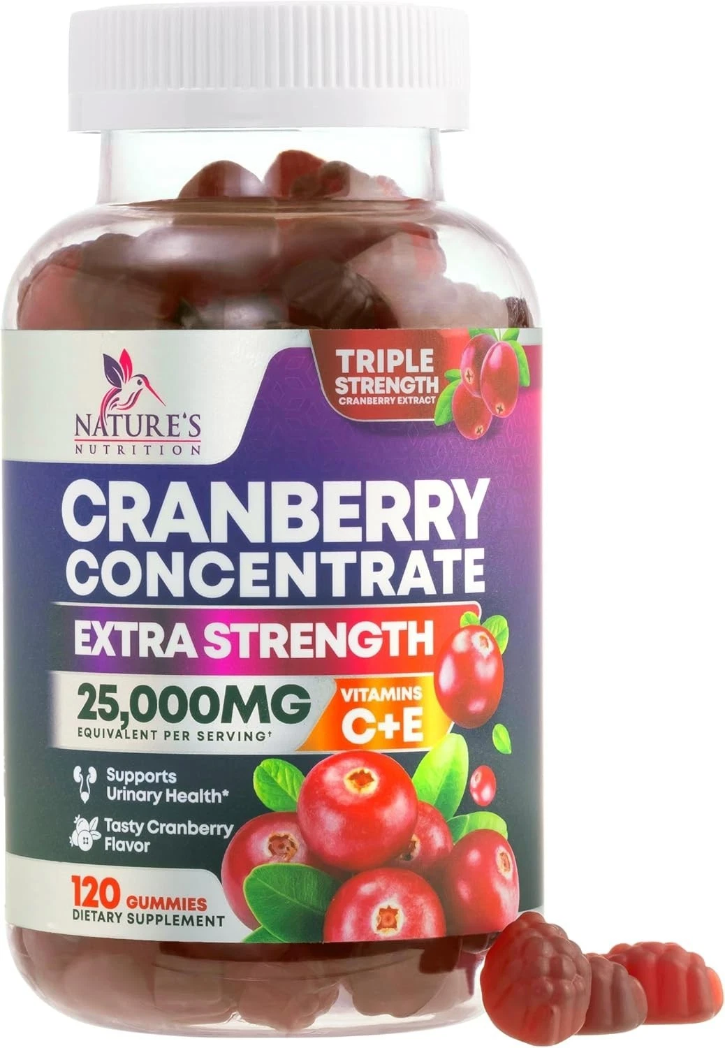 Cranberry Gummies 50:1 Extract, for Urinary Tract Support, Cranberry Supplements