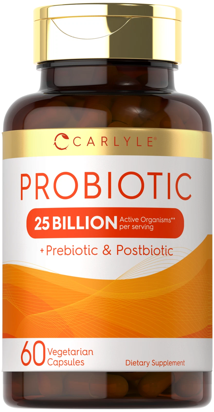 Prebiotic & Probiotic | 25 Billion CFU | 60 Capsules | Vegetarian | by Carlyle