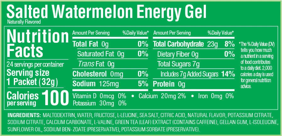 GU Energy Gel Salted Watermelon Box of 24 | FSH, Fitness | Running | Cycling