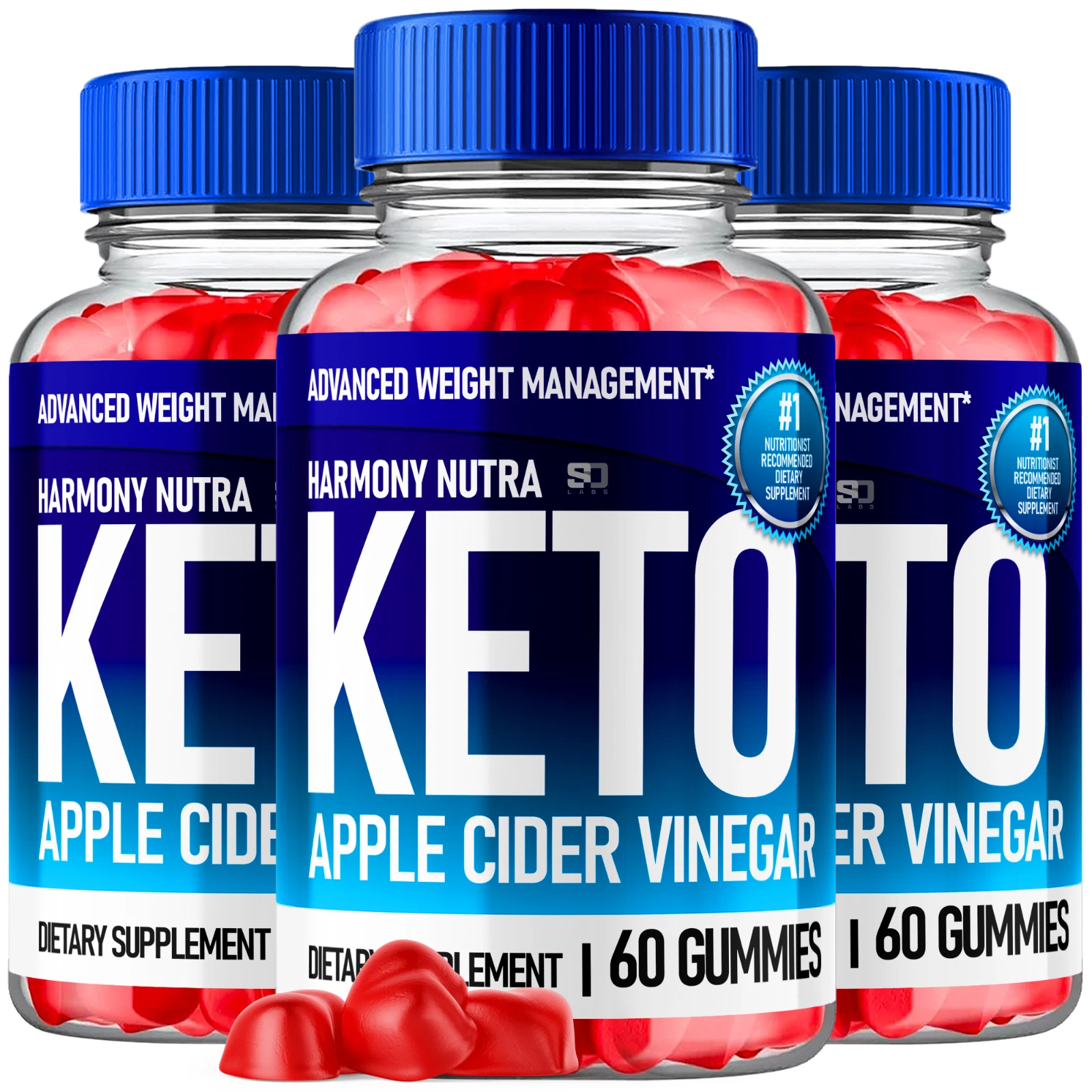 (3 Pack) Harmony Nutra Keto Gummies, Harmony Nutra ACV Weight Loss (180 Gummies)