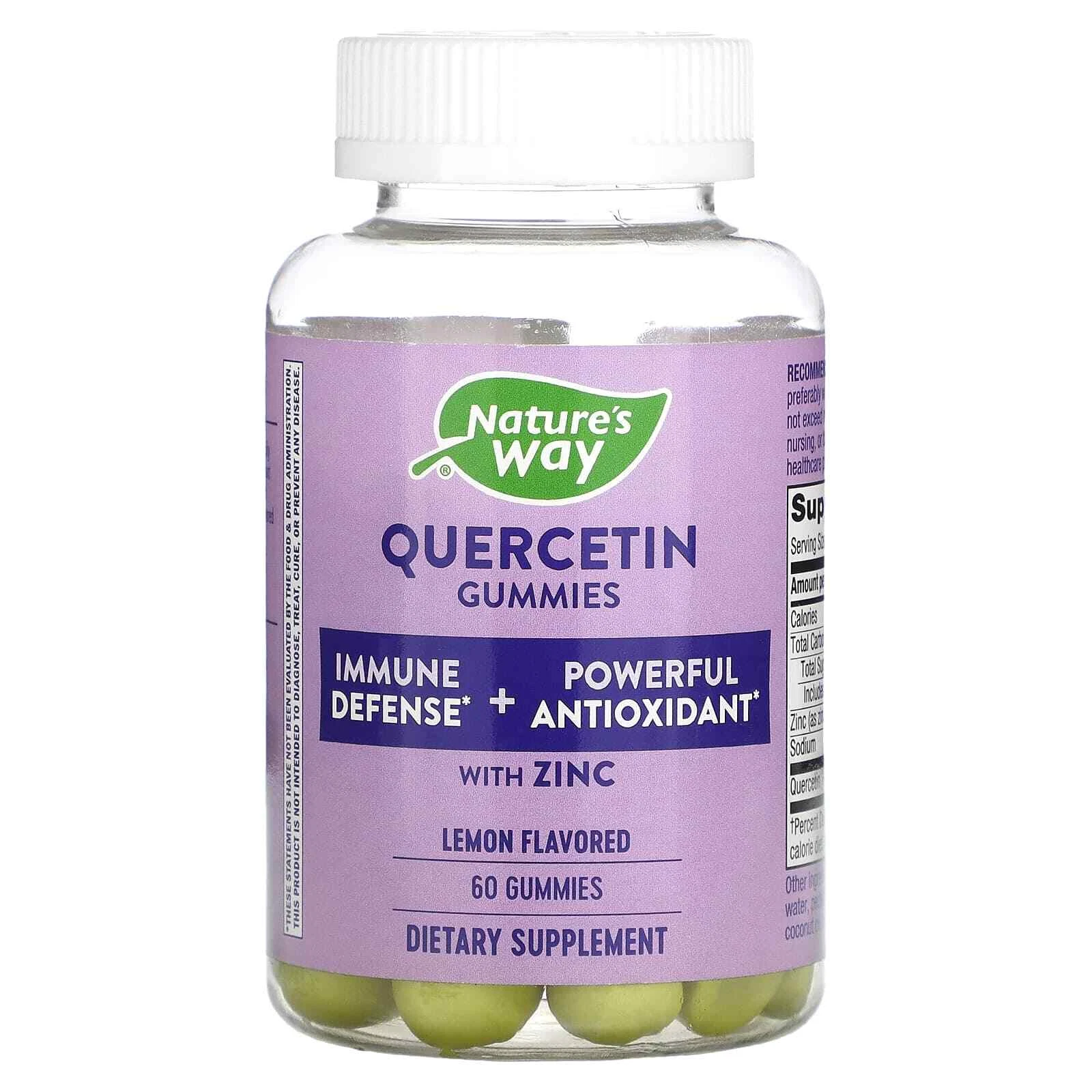 2 X Nature's Way, Quercetin Gummies With Zinc, Lemon, 60 Gummies