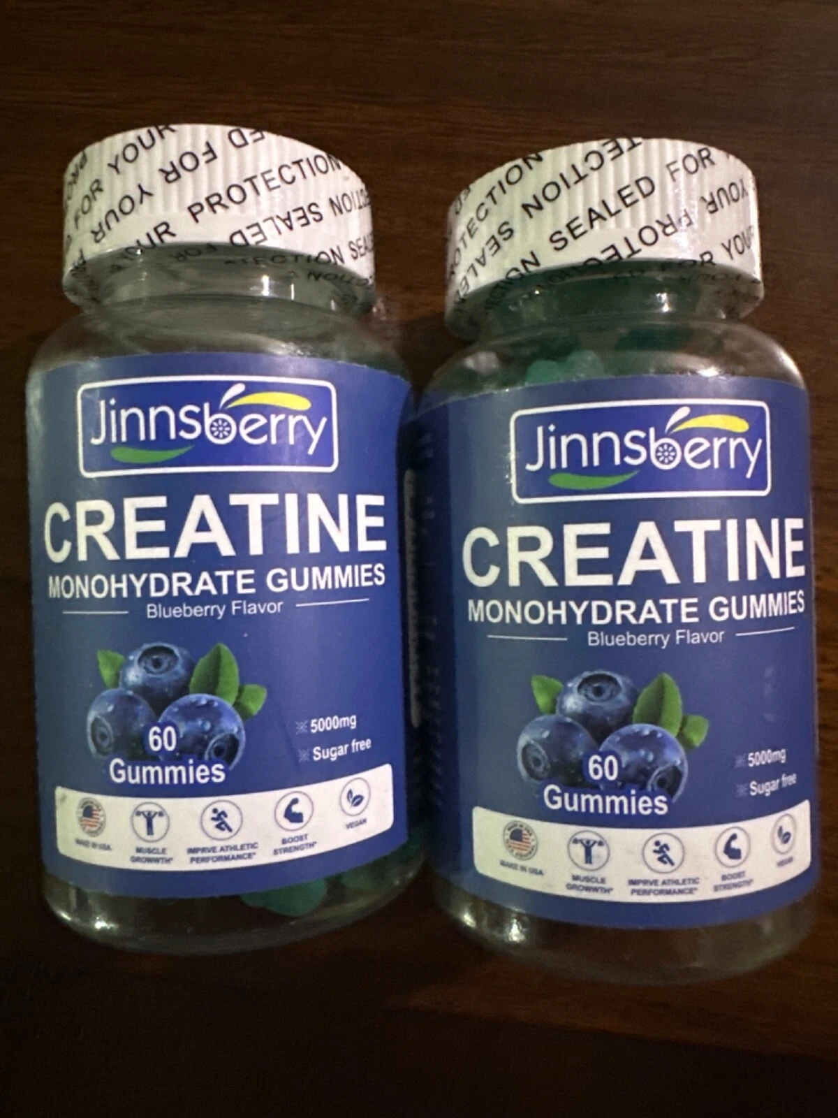 2 X Creatine Monohydrate Gummies 5000mg Blueberry Muscle Growth Supplement 60Ct