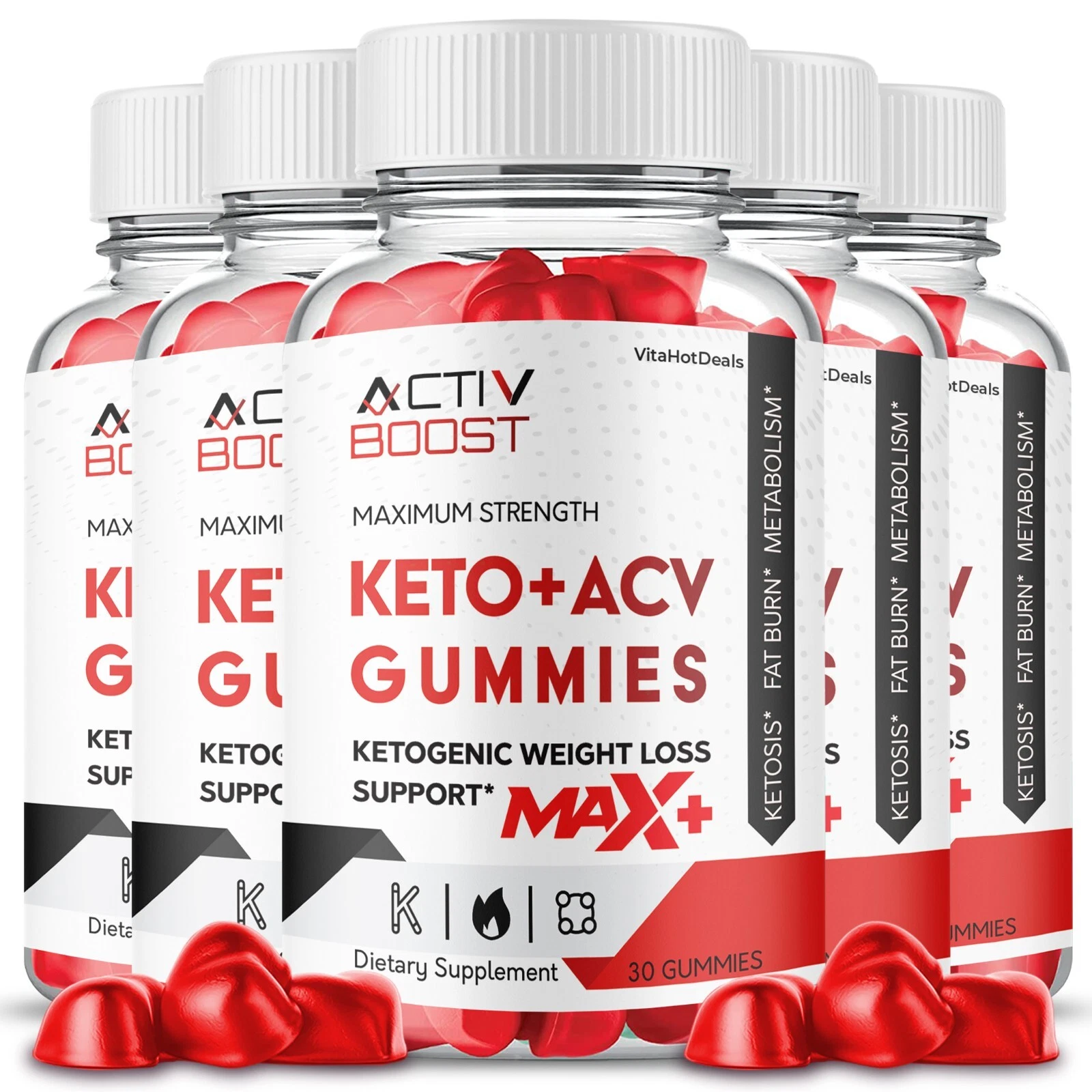 Activ Boost Max + ACV Keto Gummies, 2x Stronger Formula (5 Bottle)