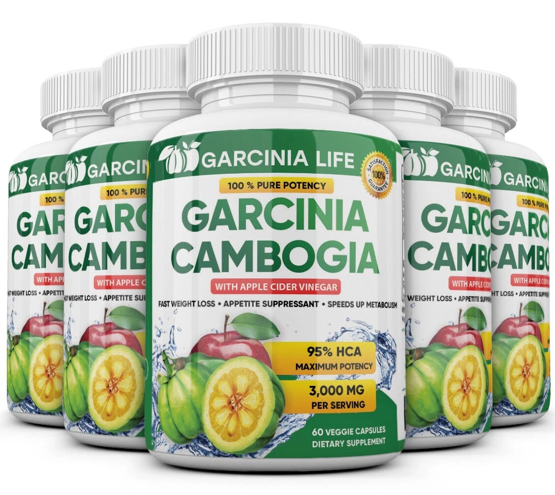 5 x Weight Loss Garcinia Cambogia w/ Apple Cider Vinegar ACV Fat Burner Pills