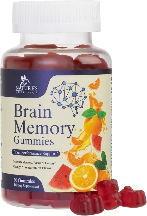 Brain Supplements Gummies for Memory, Focus, Concentration - Brain Gummy Vitamin