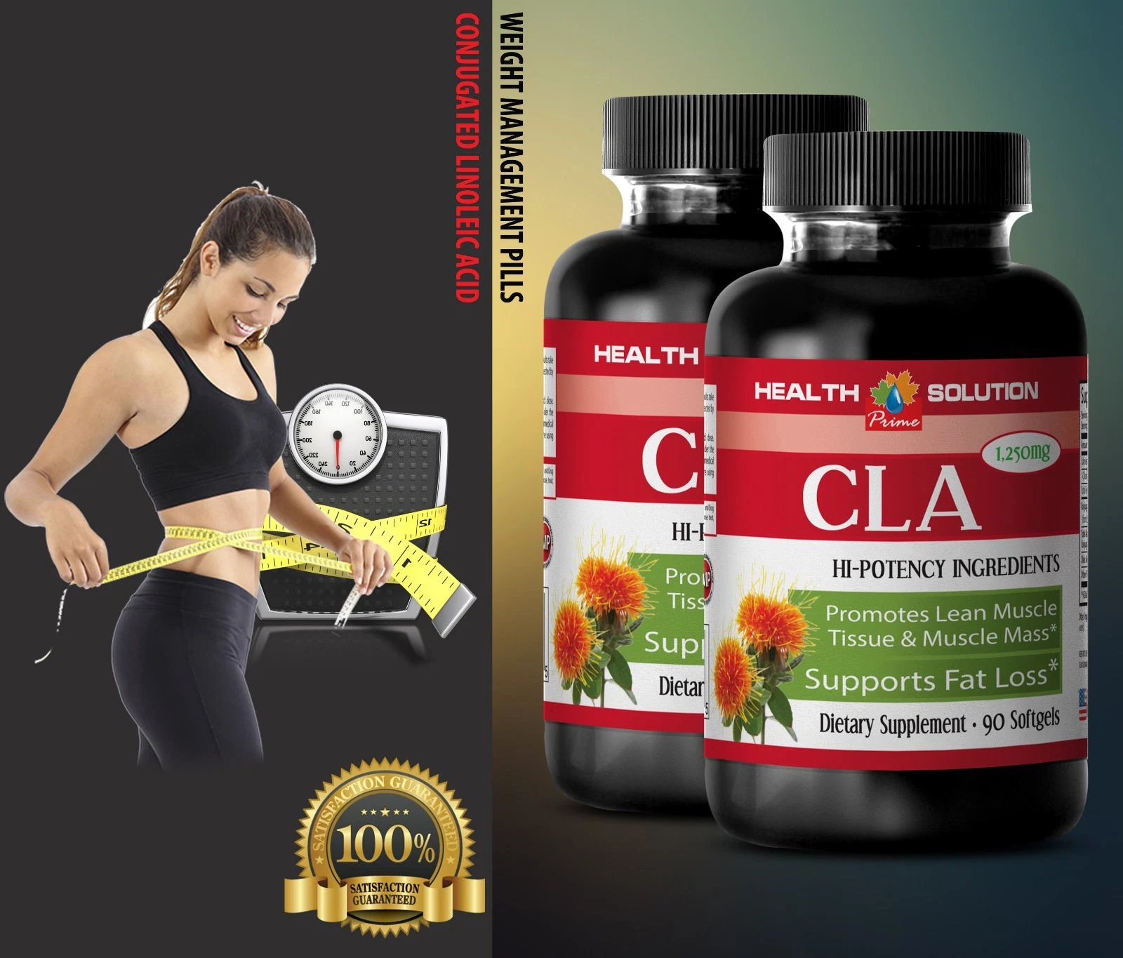 Muscle and tissue - CLA 1250 mg -2 Bottles 180 Softgels- inhibits fat formation