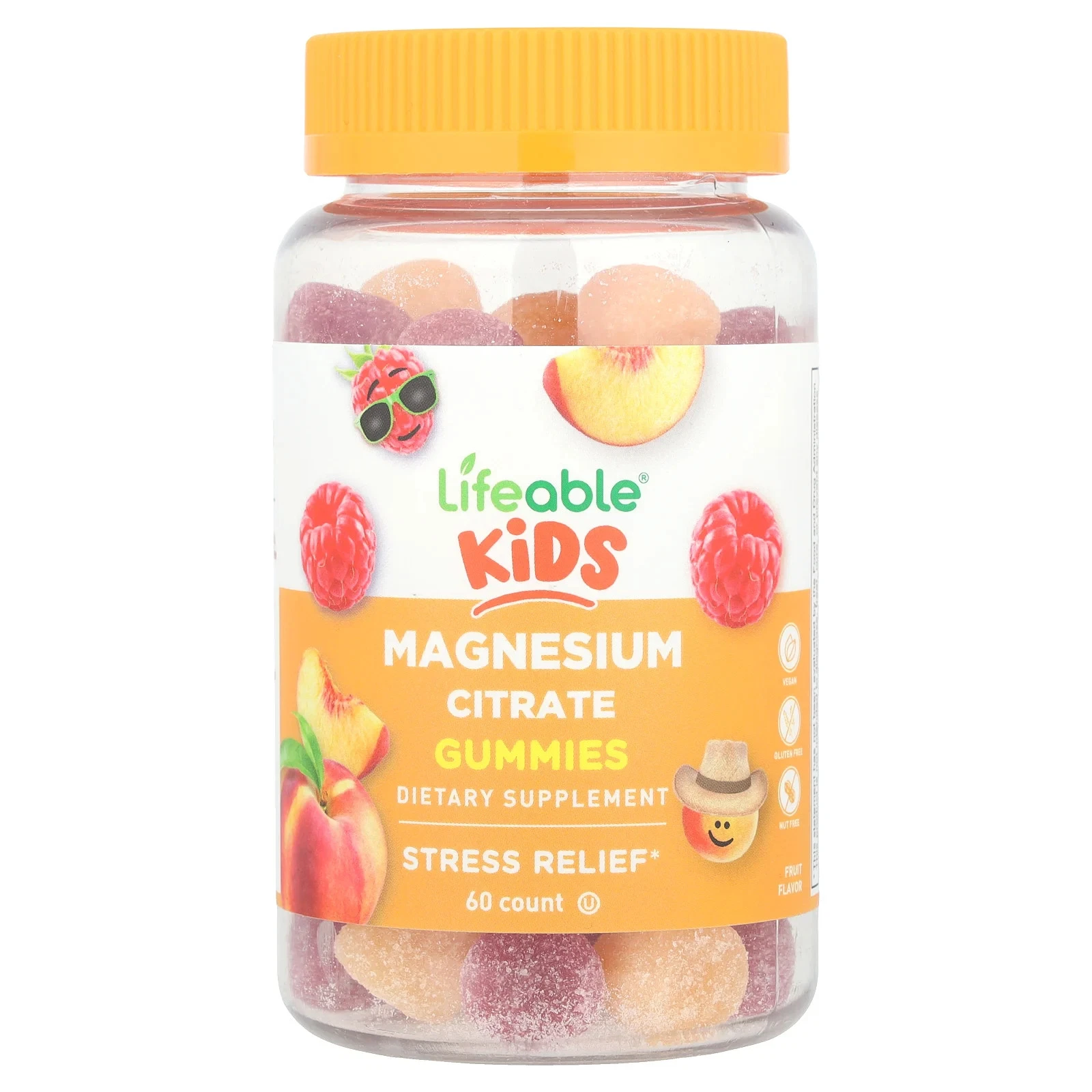 Kids Magnesium Citrate Gummies, Fruit, 60 Gummies