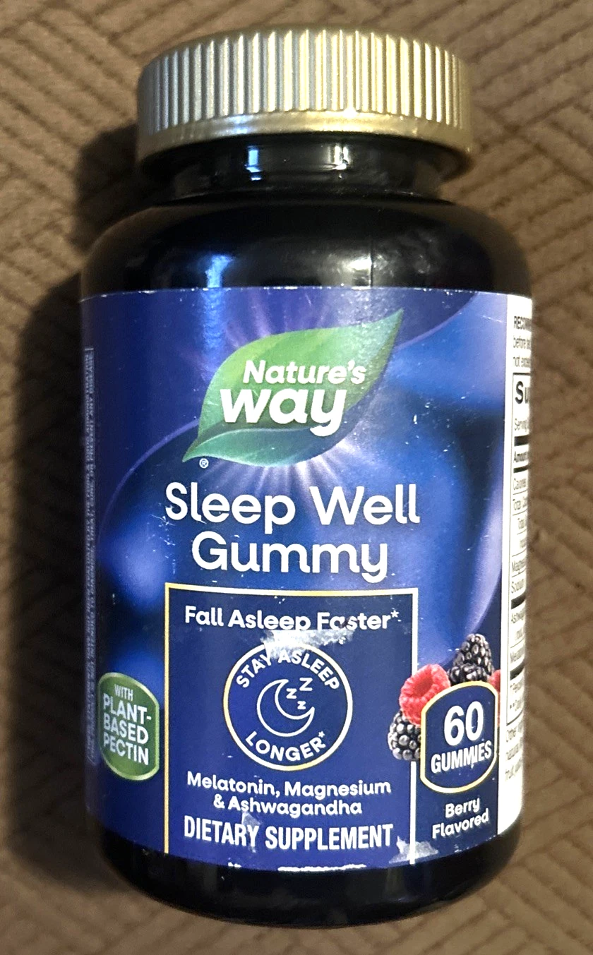 Natures Way Sleep Well Gummy - 60 Piece Berry Flavored Exp 2/26 New