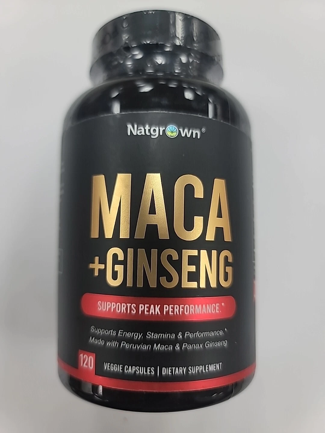 Natgrown Maca Root + Panax Ginseng Powder Capsules 1500 mg 120 Ct