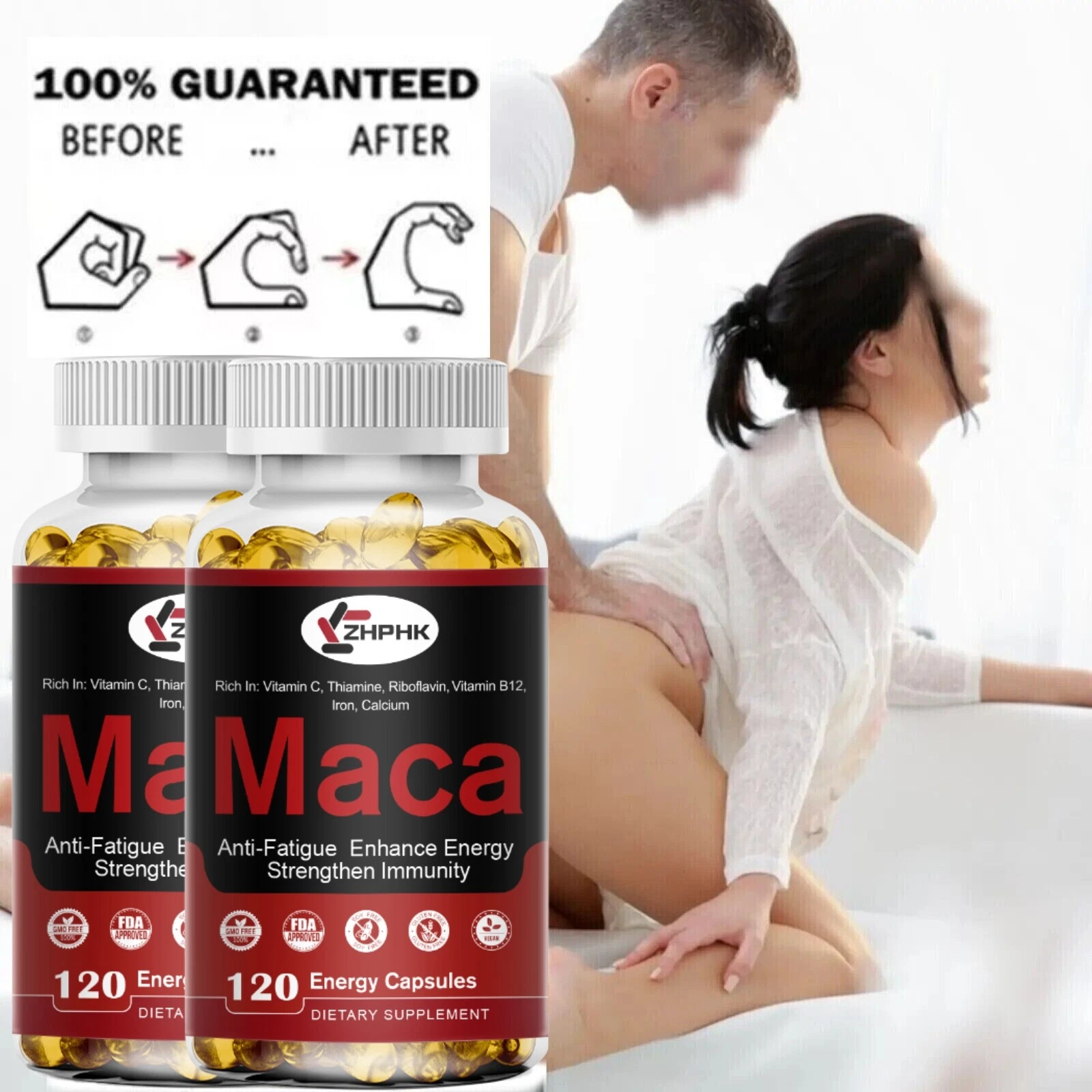Organic Maca Root Capsules | 240 Pills | Peruvian Maca Extract for Men & Women