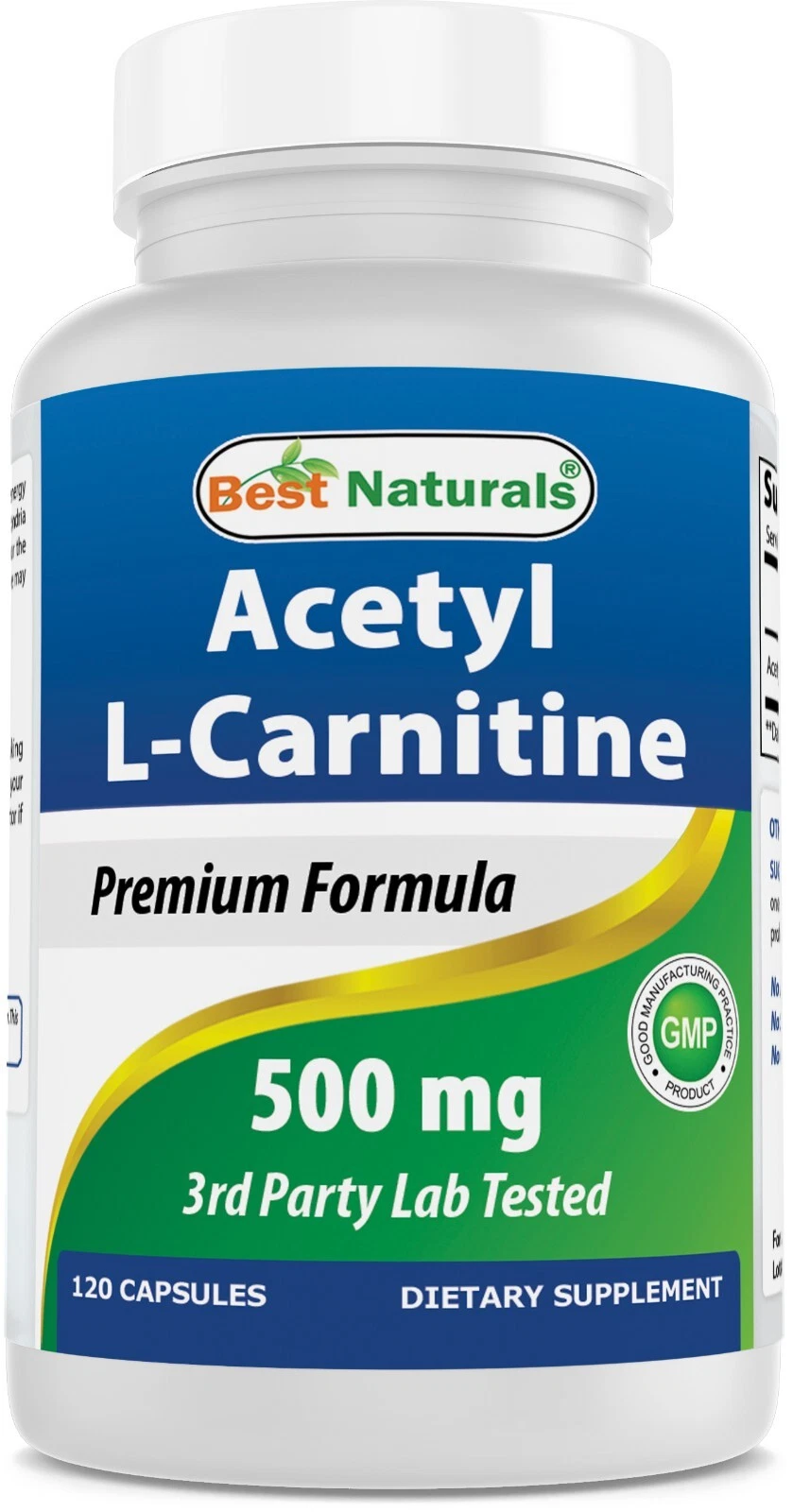 Best Naturals acetyl l-carnitine 500 mg 120 Capsules - Non GMO & Gluten Free
