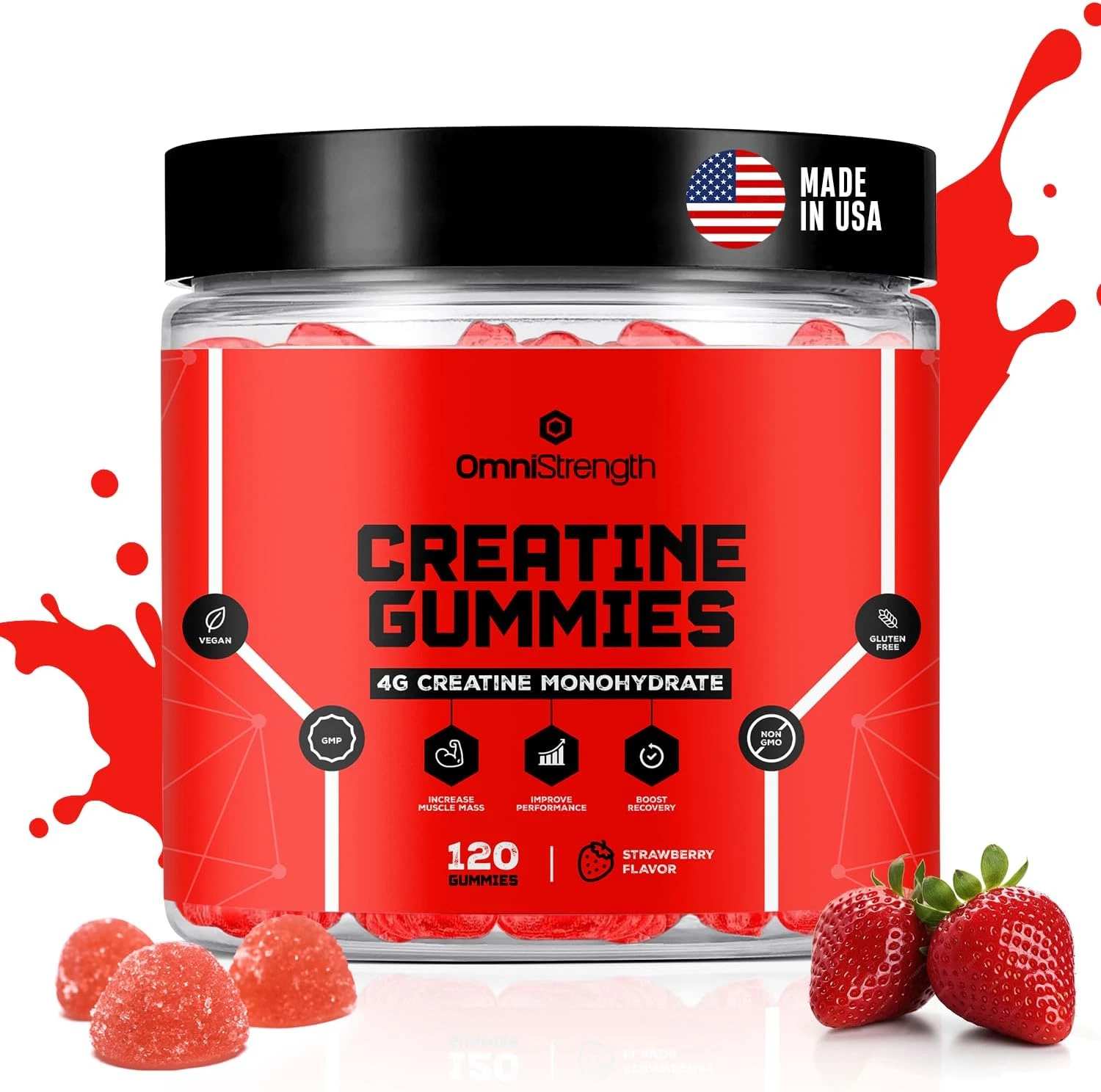 Creatine Monohydrate Gummies - 4G Creatine Monohydrate per Serving - Vegan Gummi
