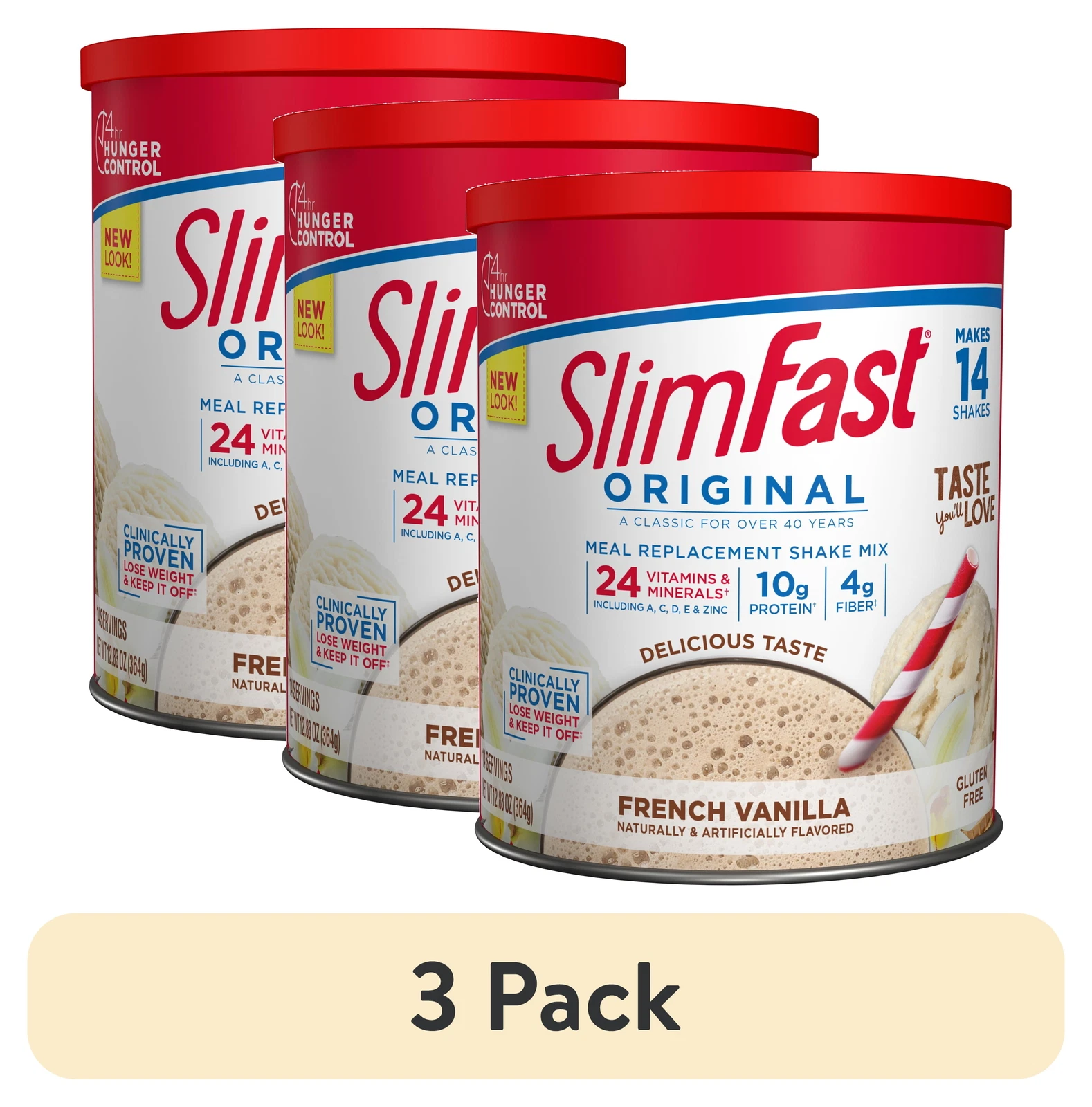 3pk Original Meal Replacement Shake Powder, French Vanilla 12.83 oz, 14 servings
