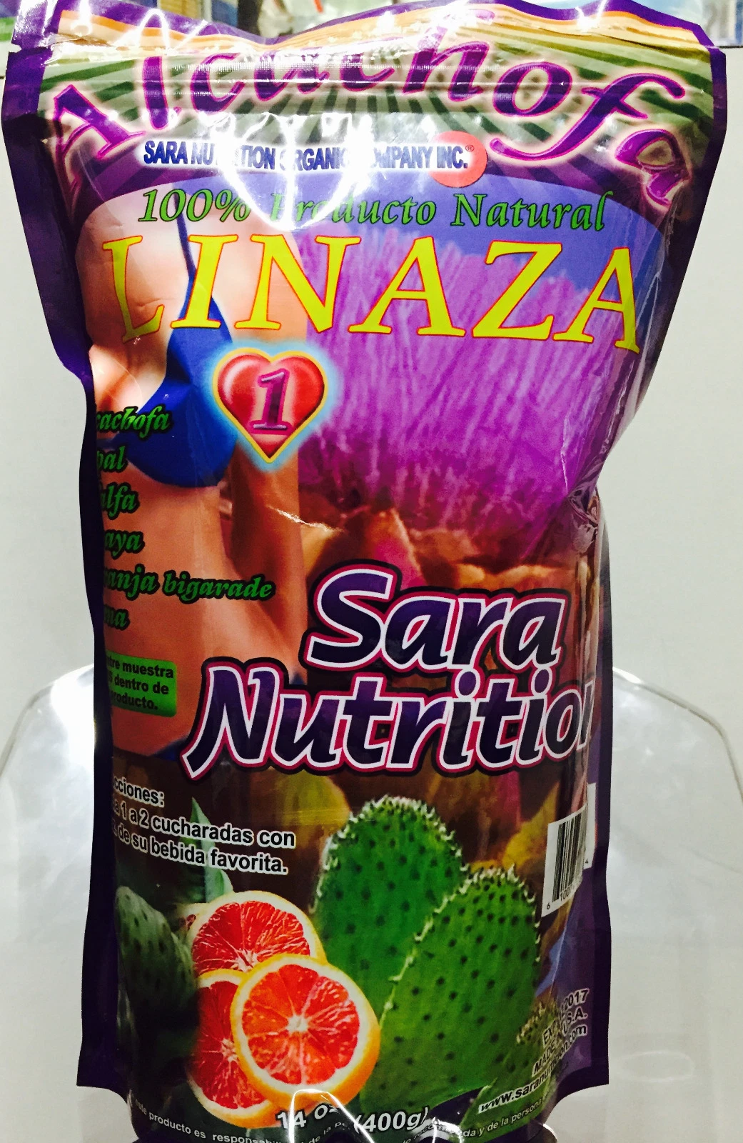 New Alcachofa Linaza Flax Seed Sara Nutrition Savila 14oz Made in USA Free ship