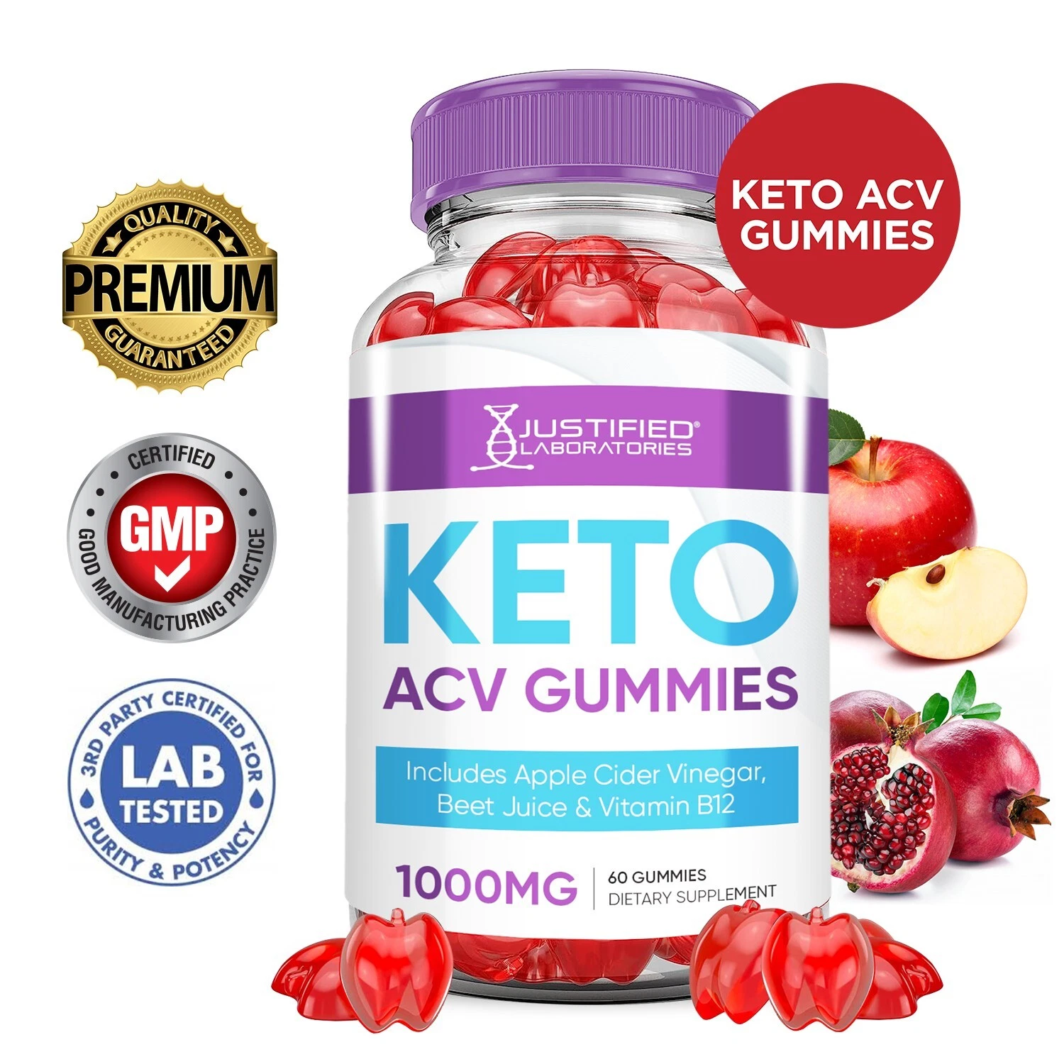 Keto ACV Gummies 1000MG Advanced Apple Cider Vinegar 60 Gummys