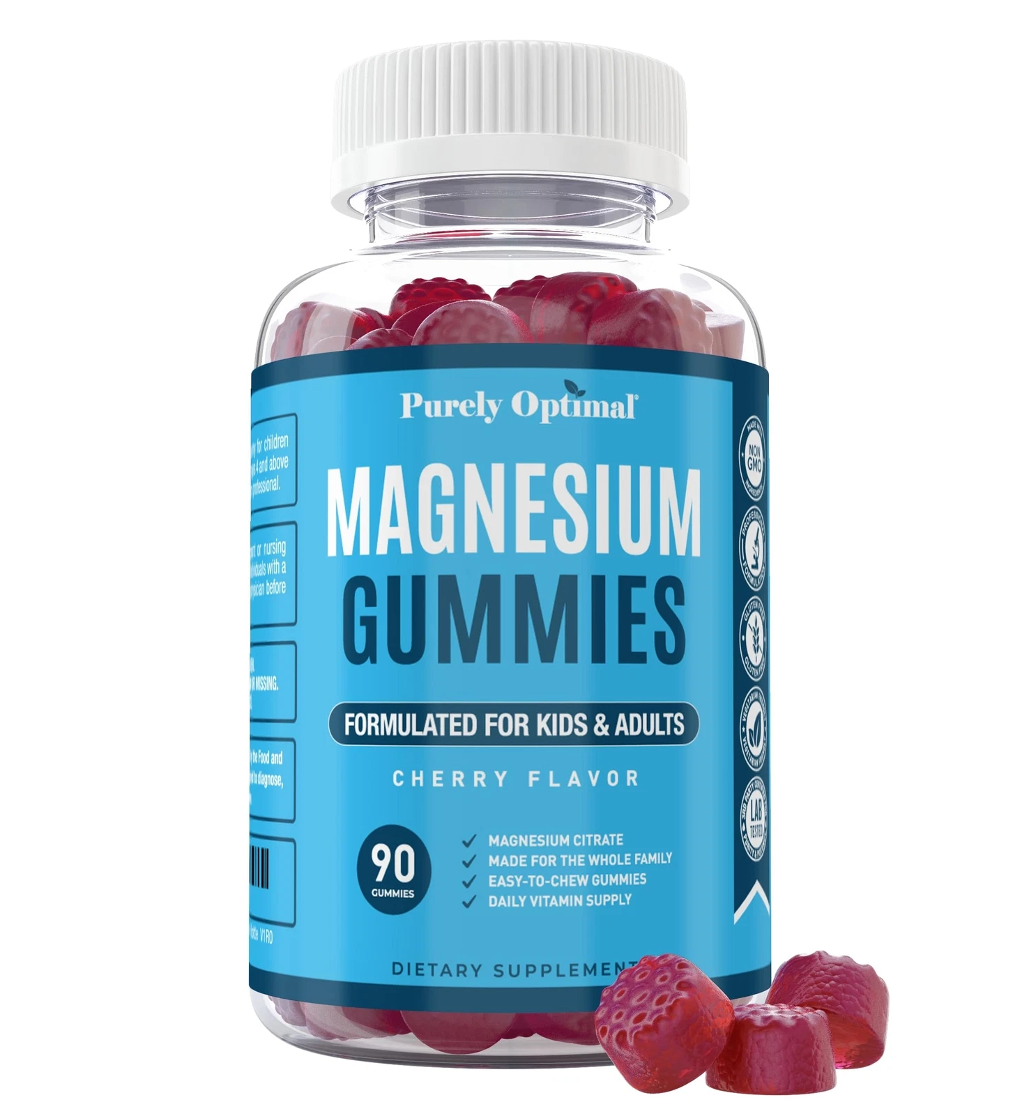 Purely Optimal Premium Magnesium Citrate Gummies for Adults & Kids - Supports...