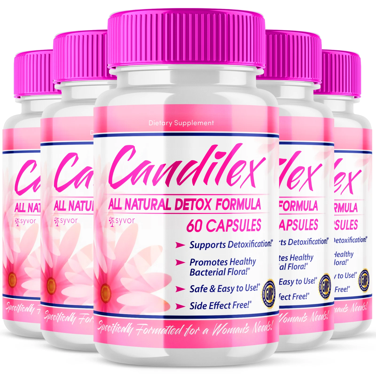 5 Pack, Candilex for Women Natual Detox Formula Vitamin Supplement, 300 Capsules
