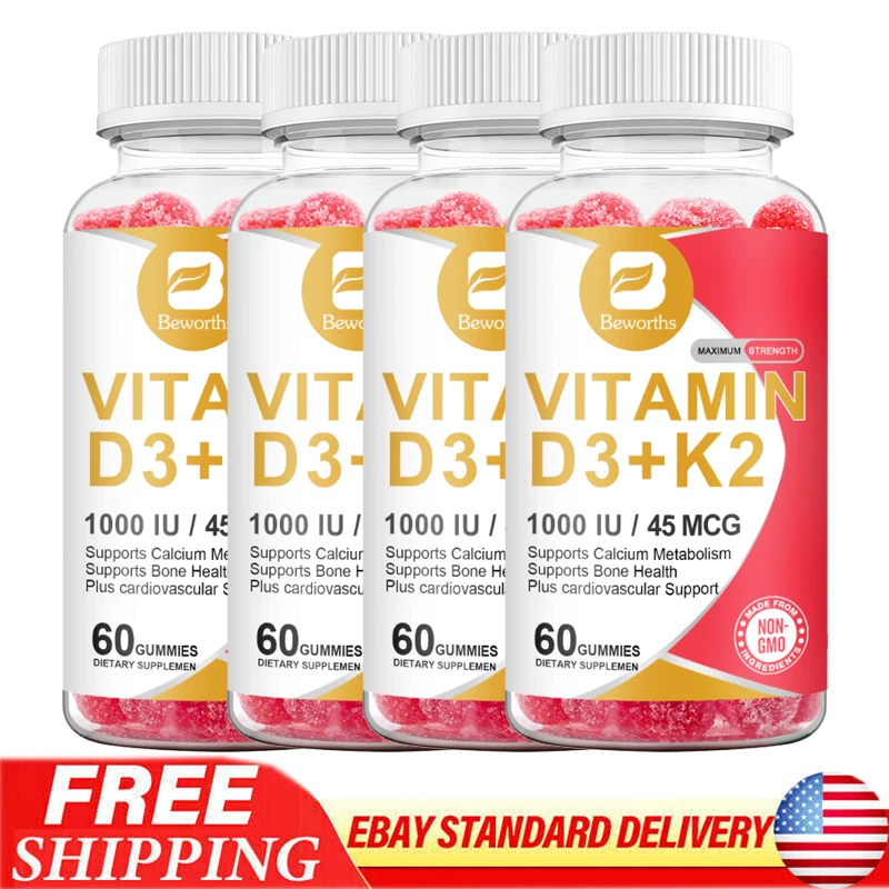 Vitamin D3 & K2 Gummies Supports Healthy Bones, Heart, Calcium Absorption