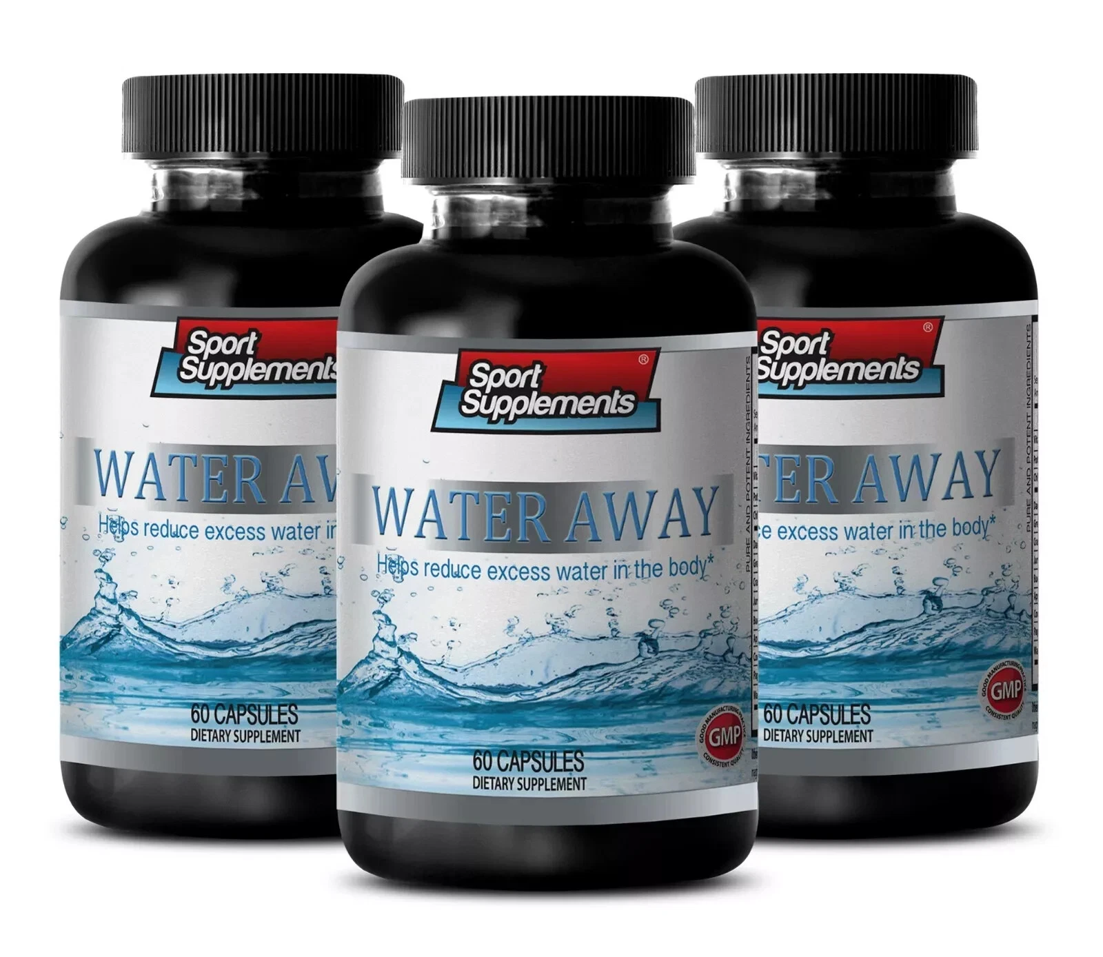 Toxin Cleanse - WATER AWAY PILLS - Refreshing Balance 3 Bottles 180 Capsules